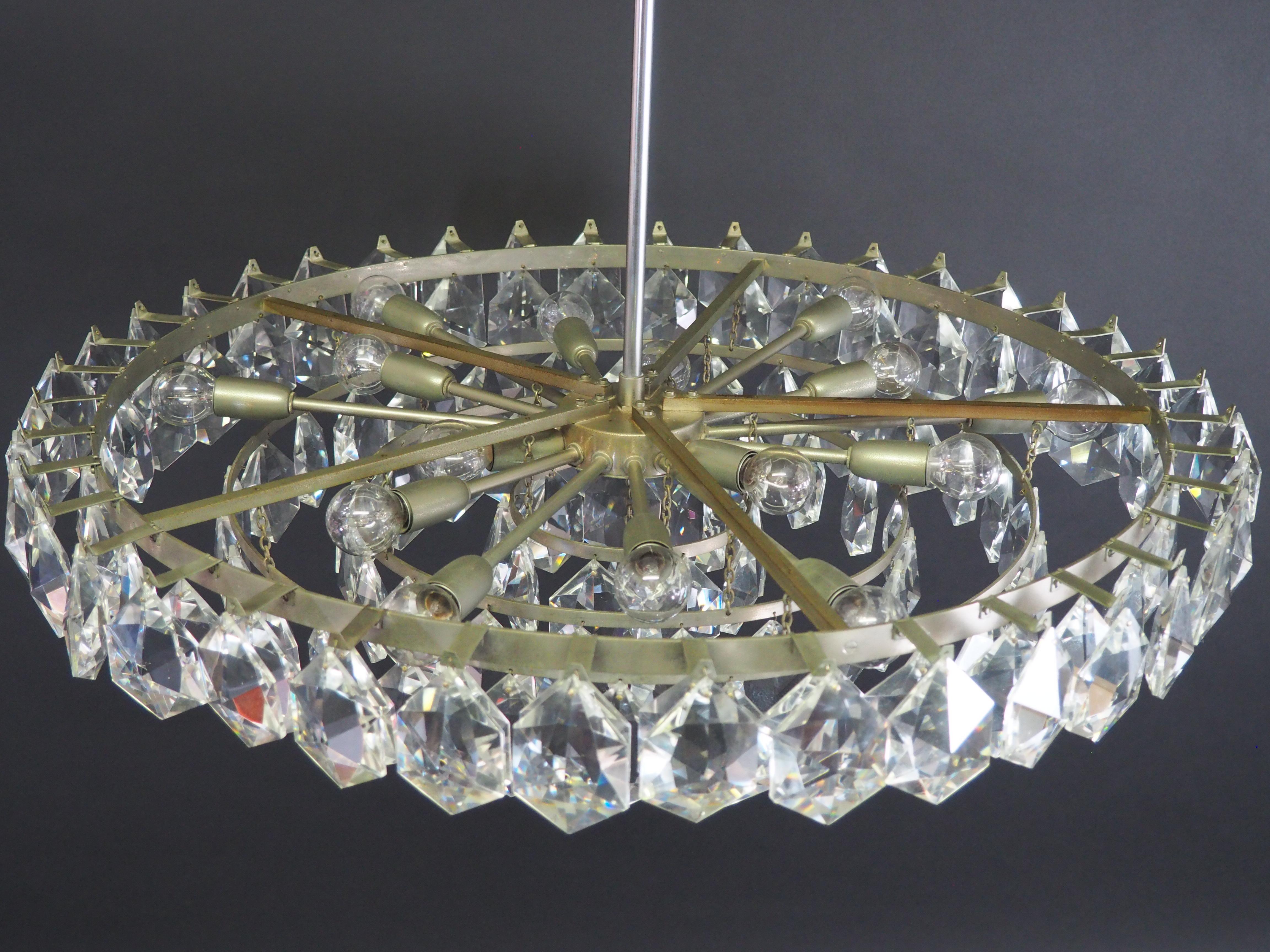 Mid-20th Century Huge 15-Light Crystal Chandelier by Bakalowits & Sons, Vienna, circa 1960s For Sale