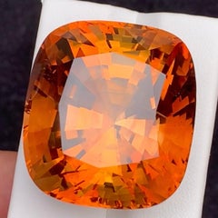 Huge 156.65 Carat Deep Golden Orange Natural Topaz Cushion Cut Loose Gemstone