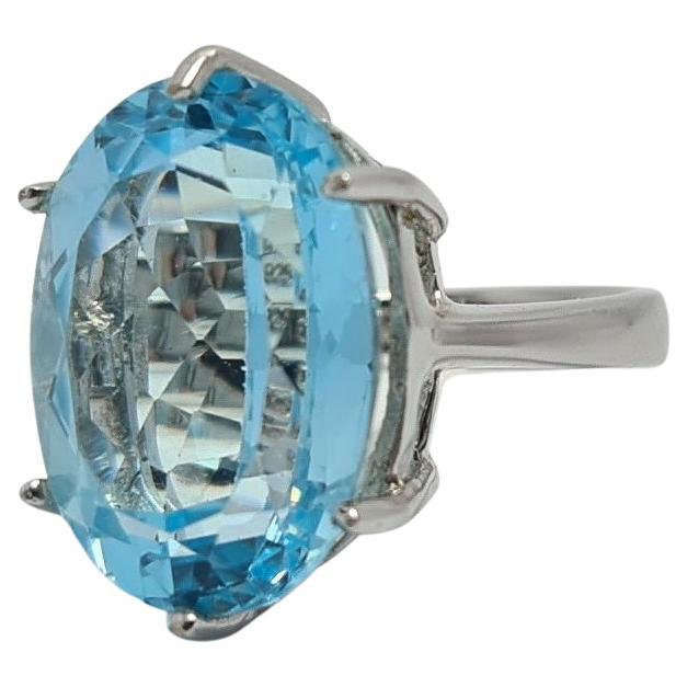 Huge 15ct Natural Blue Topaz Ring Sterling Silver Rhodium Plated at 1stDibs brazilian ring