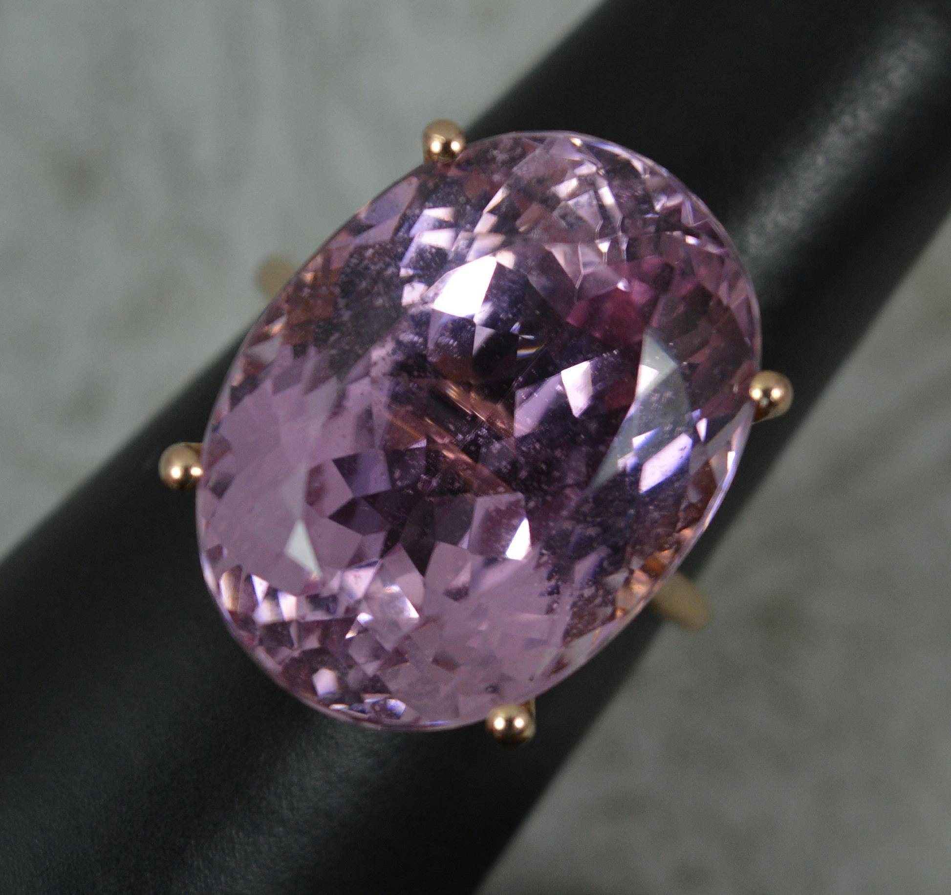 Großer 15 Karat Ovalschliff Kunzit und 14 Karat Roségold Solitär Statement-Ring 5