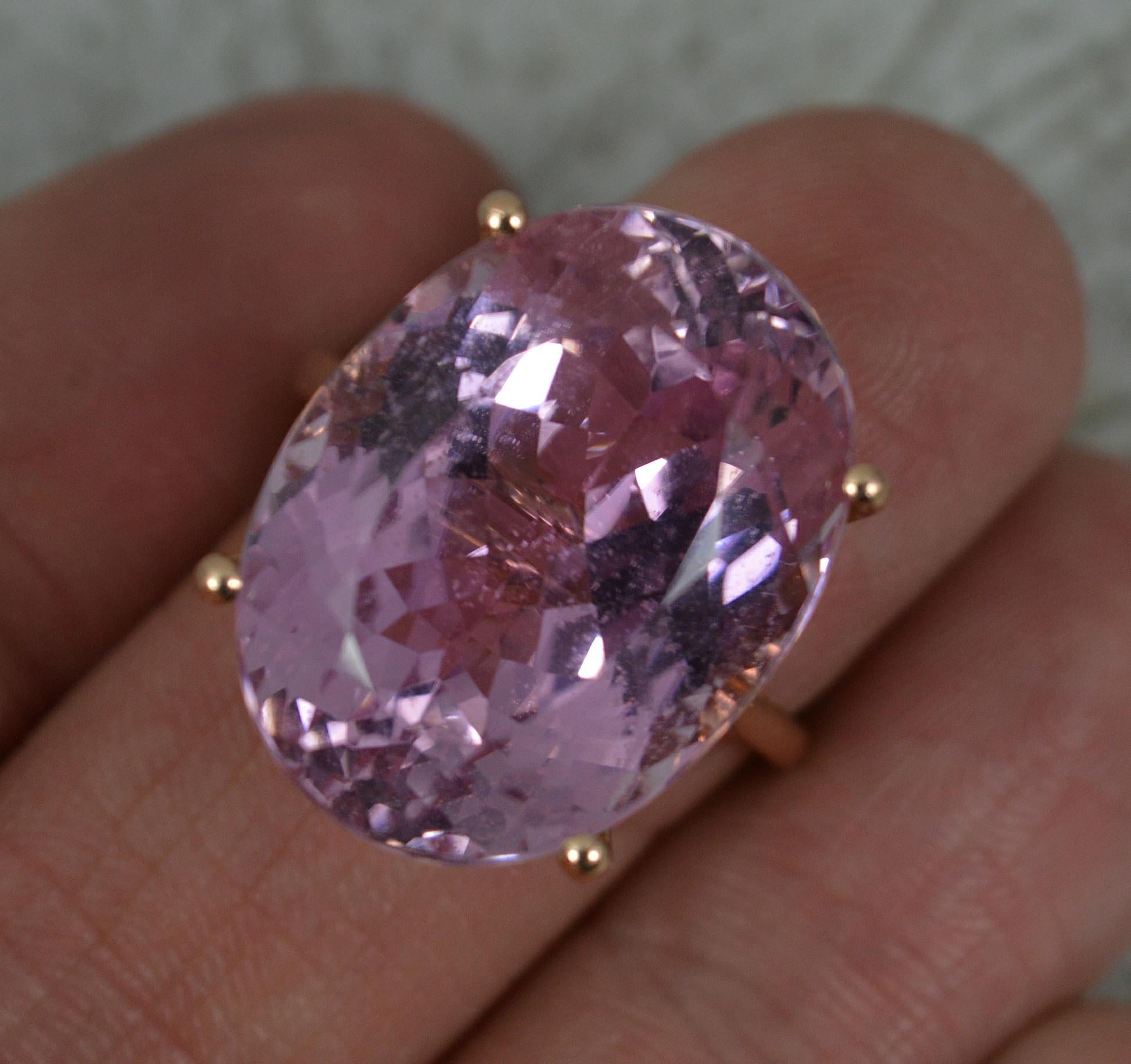 Huge 15ct Oval Cut Kunzite and 14ct Rose Gold Solitaire Statement Ring 2
