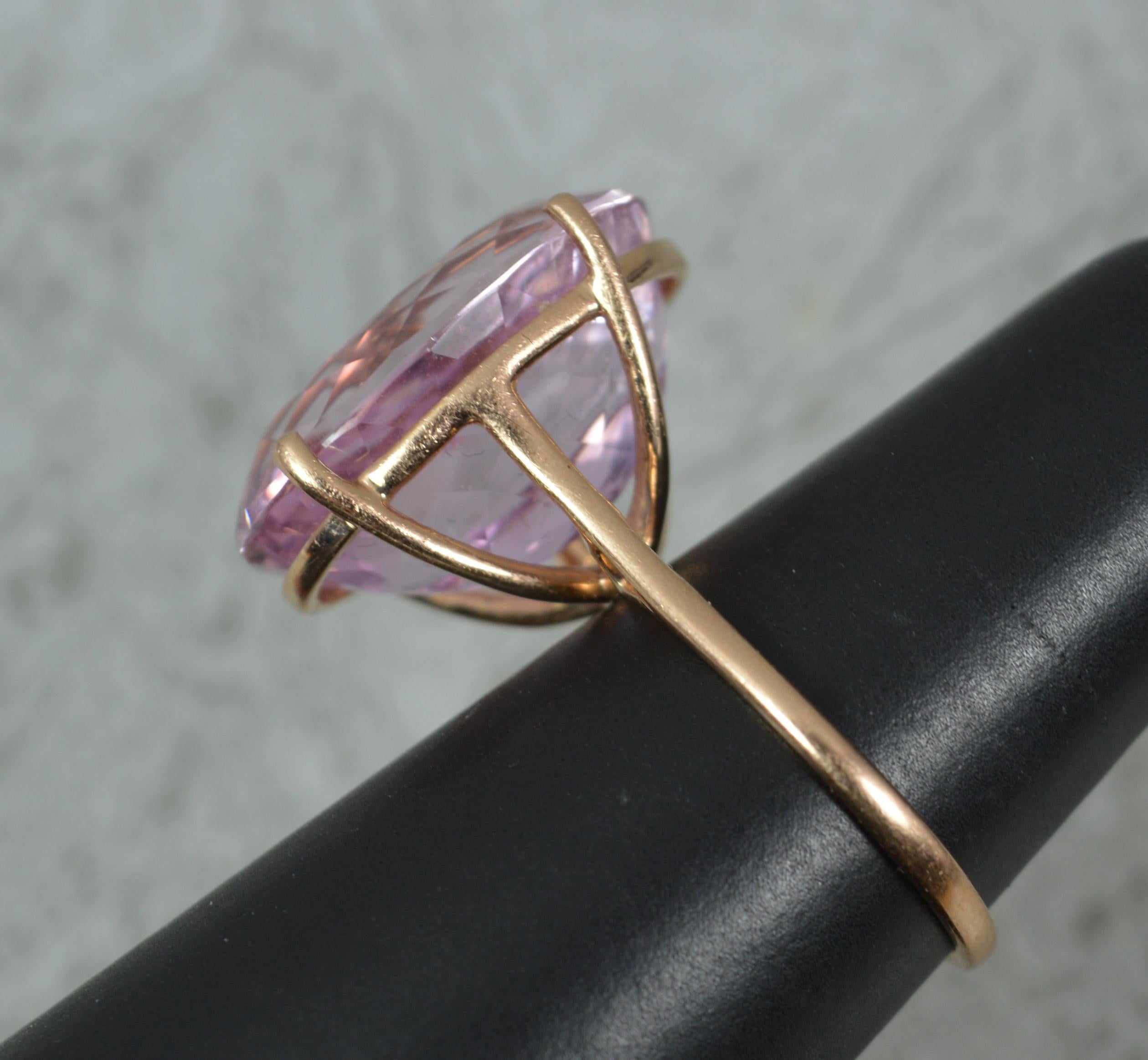 Huge 15ct Oval Cut Kunzite and 14ct Rose Gold Solitaire Statement Ring 3