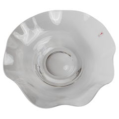 Huge 16.5” Vintage Glass Bowl by Laica Cristalleria Italy, 1990s