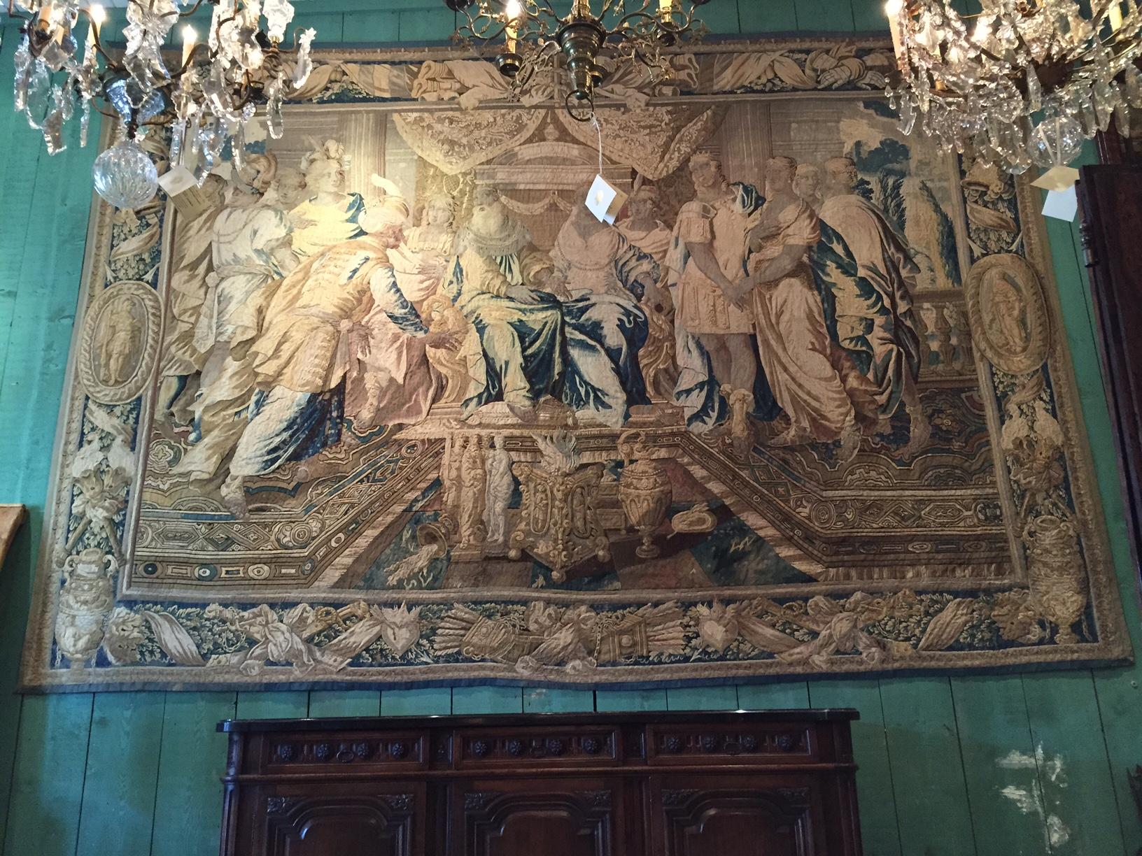 Huge 17th C. Regal Flemish baroque Historical tapestry Royal court Antique LA CA For Sale 4