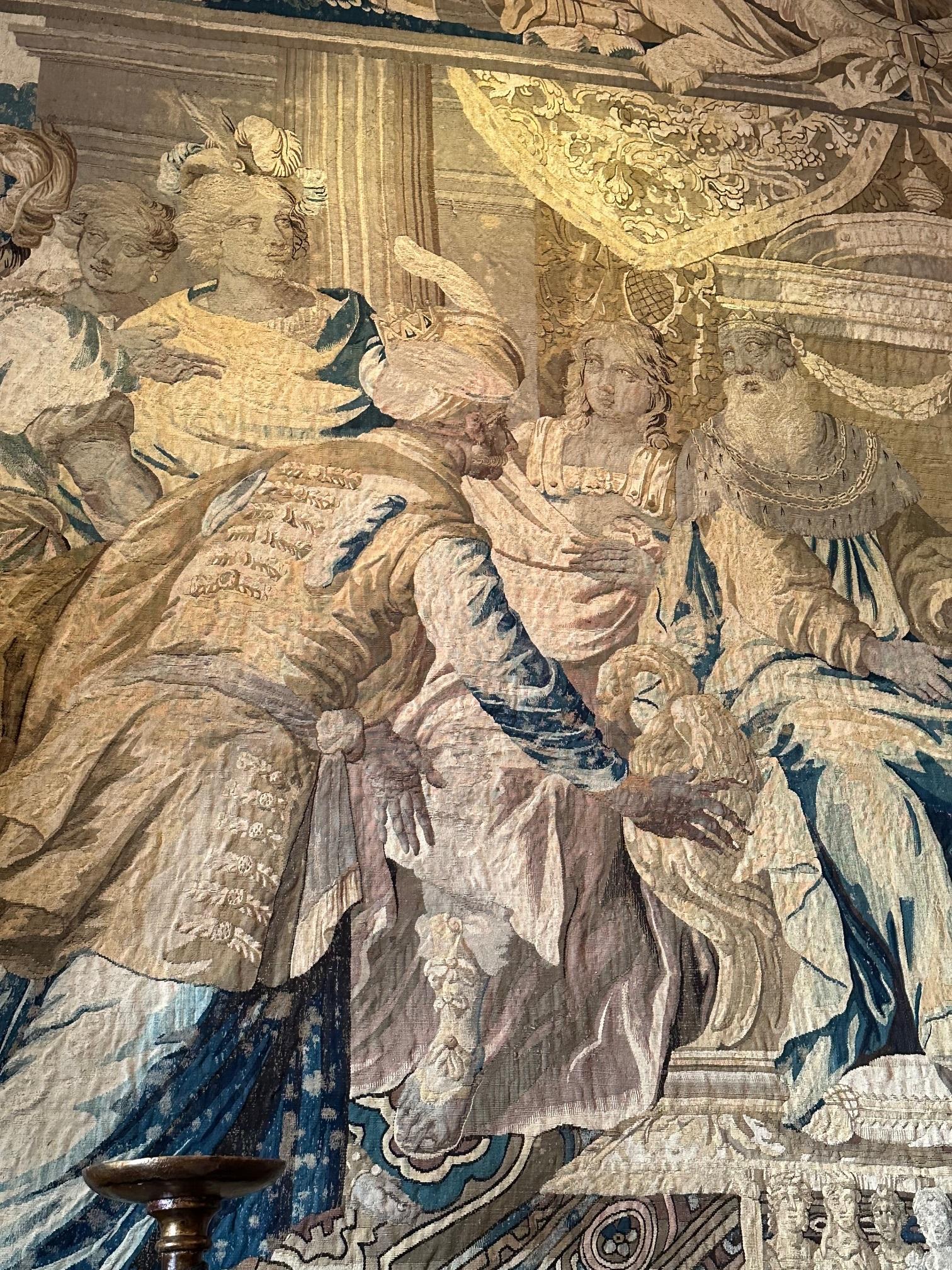 Huge 17th C. Regal Flemish baroque Historical tapestry Royal court Antique LA CA For Sale 10