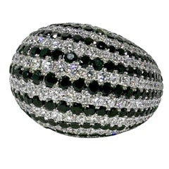 Huge 18K White Gold Dome Ring with apprx. 17cts of Black & White Diamond Stripes