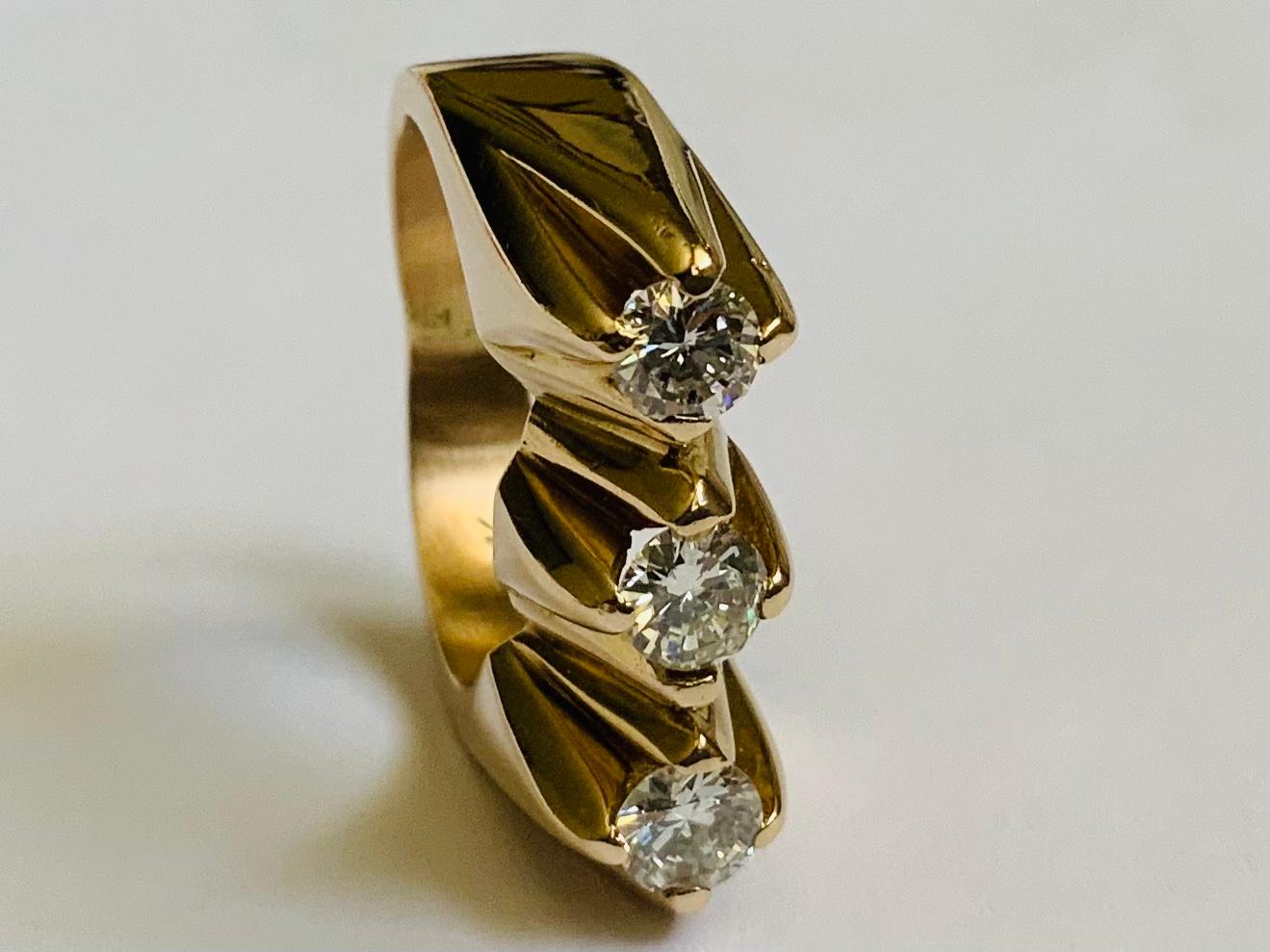 Huge 18K Yellow Gold Diamonds Men Ring For Sale 2