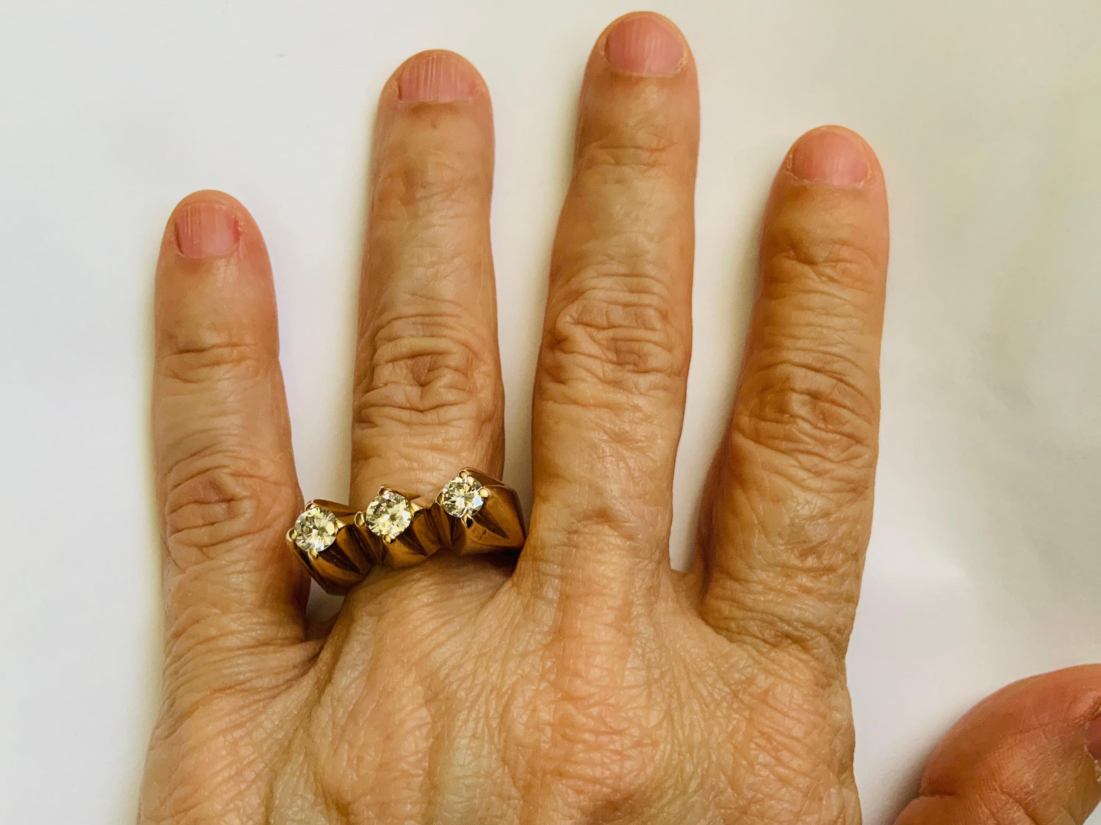 Huge 18K Yellow Gold Diamonds Men Ring For Sale 2