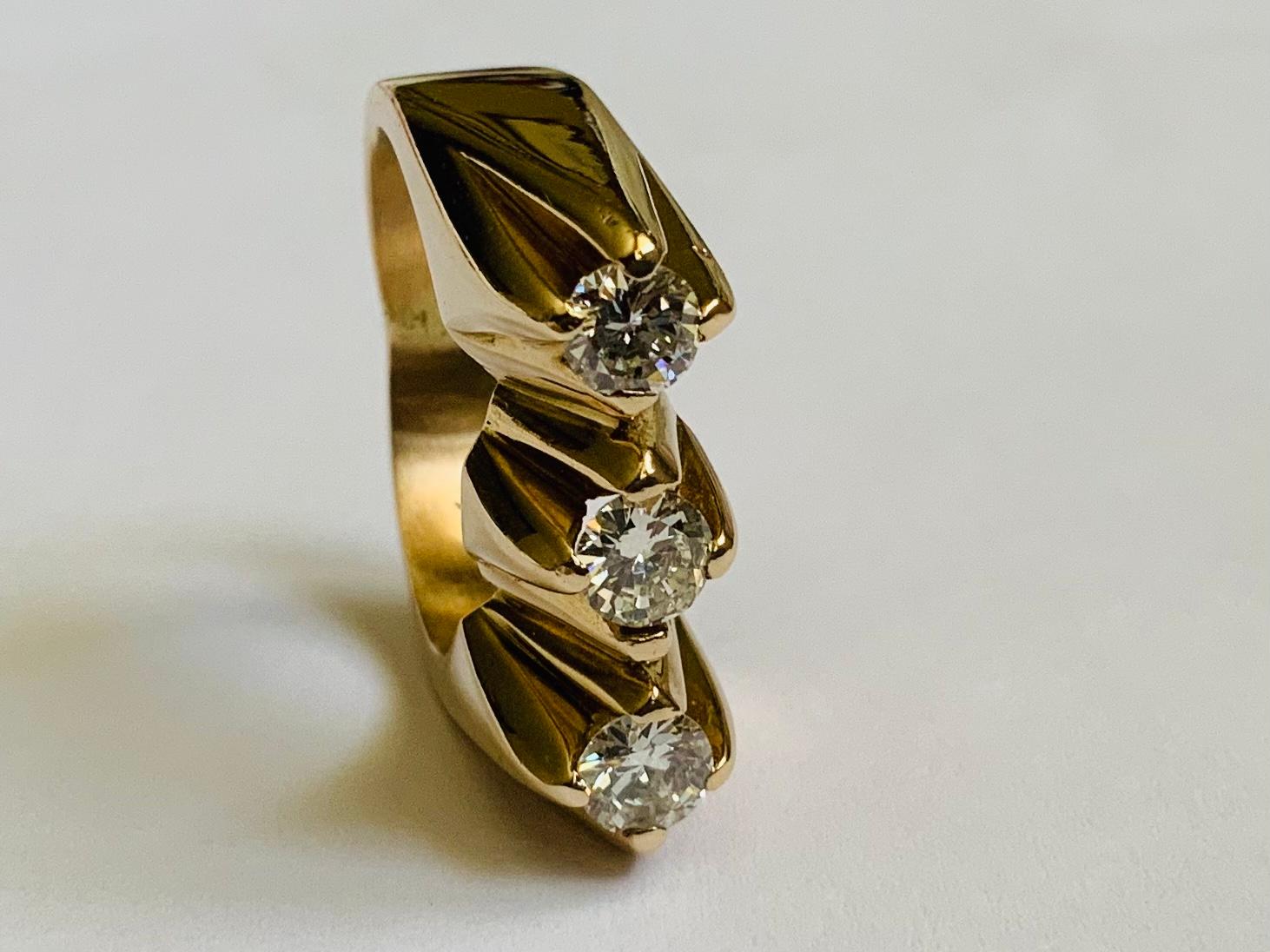 Women's or Men's Huge 18K Yellow Gold Diamonds Men Ring For Sale