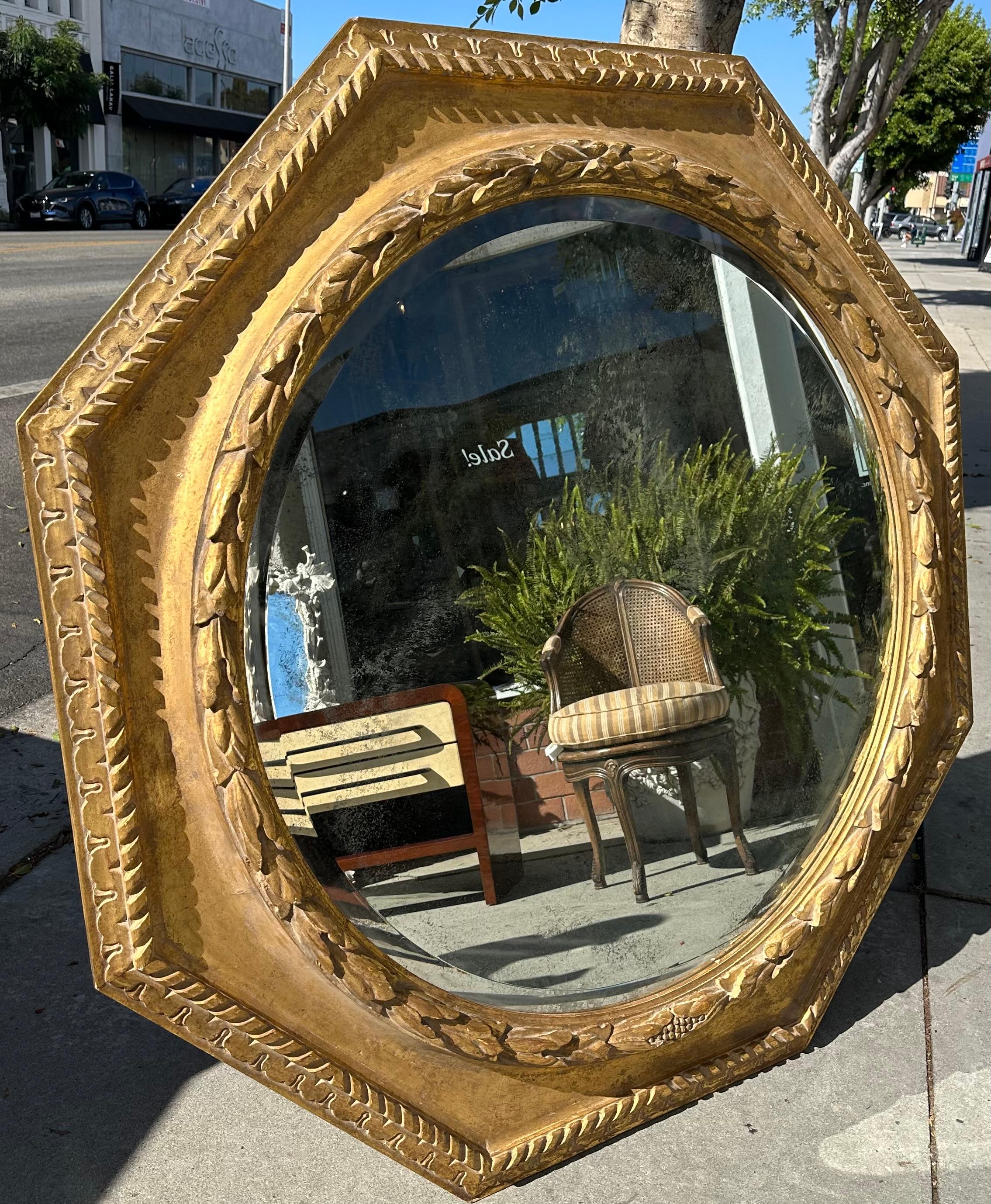 Contemporary Huge 18th C Style Paul Ferrante Hexagonal Regency Giltwood Mirror For Sale