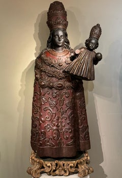Huge 18th century black Virgin with the Child, Rousillon , France  or Spain