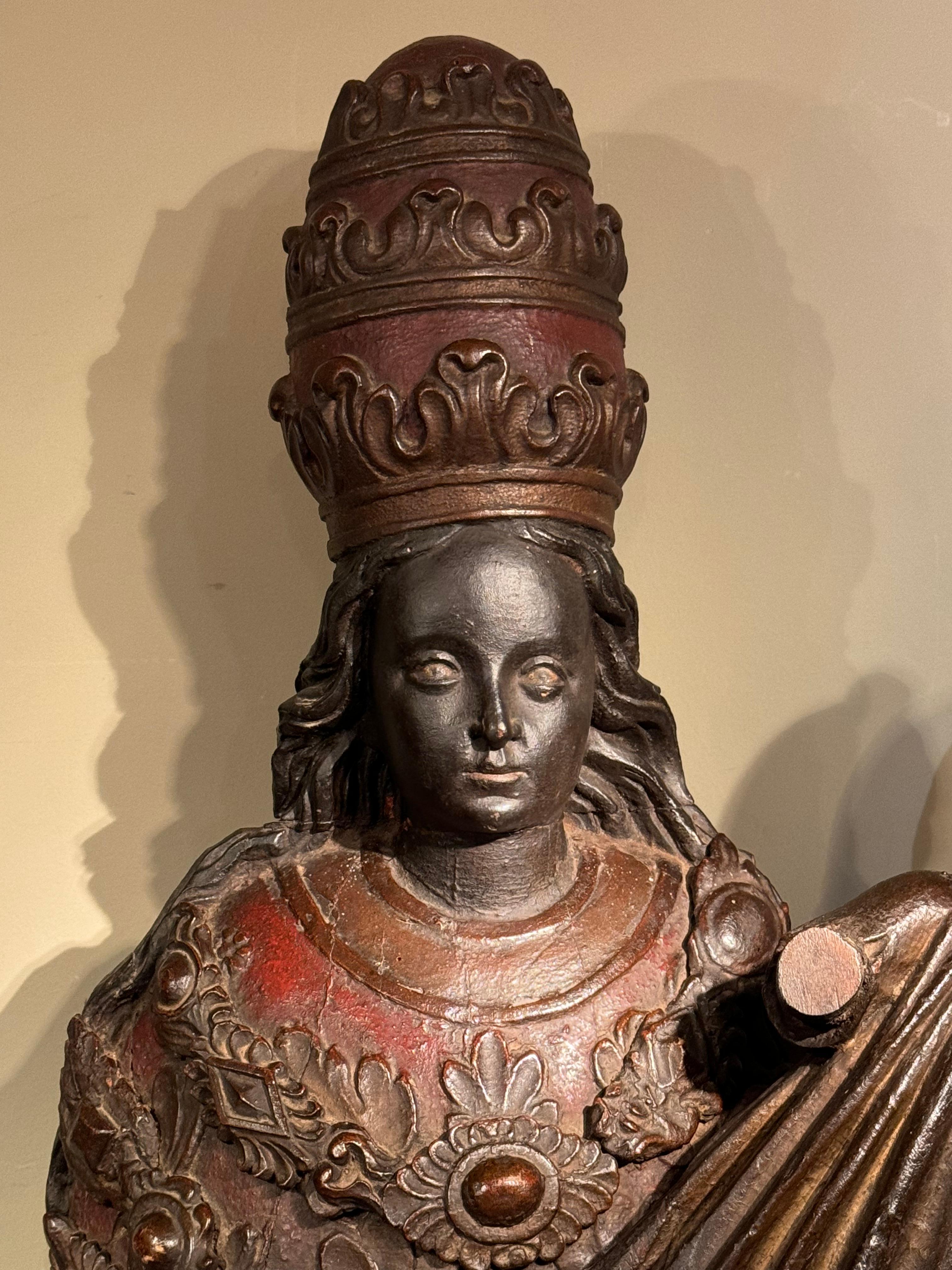 Baroque Huge 18th century black Virgin with the Child, Rousillon , France  or Spain