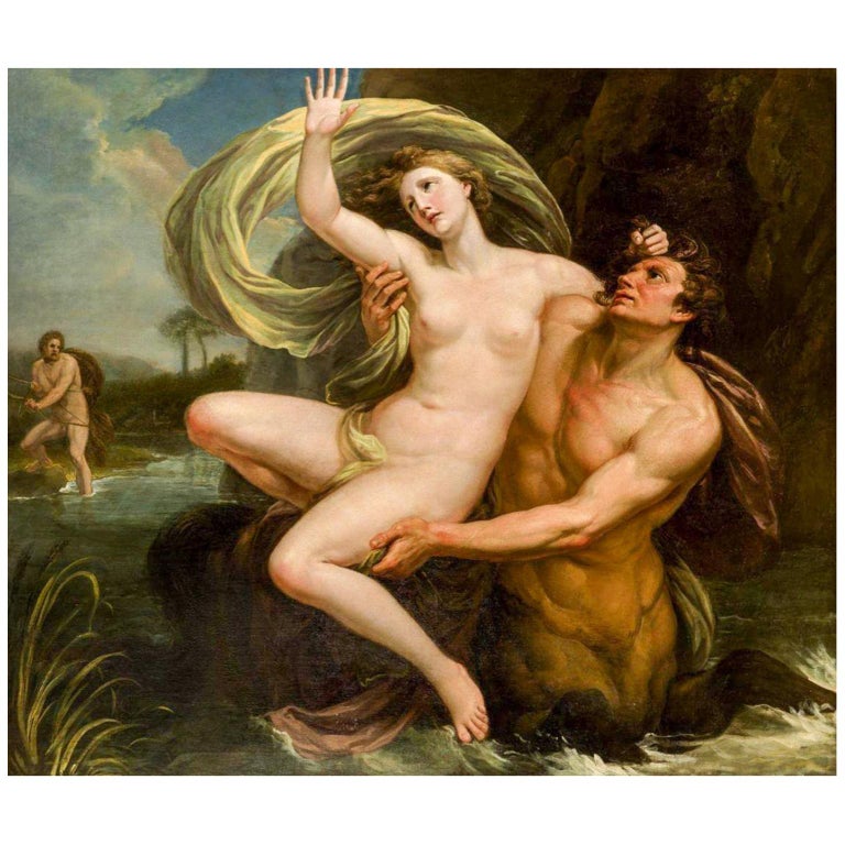 Large 18th Century French School Painting, The Abduction of Deianeira For Sale