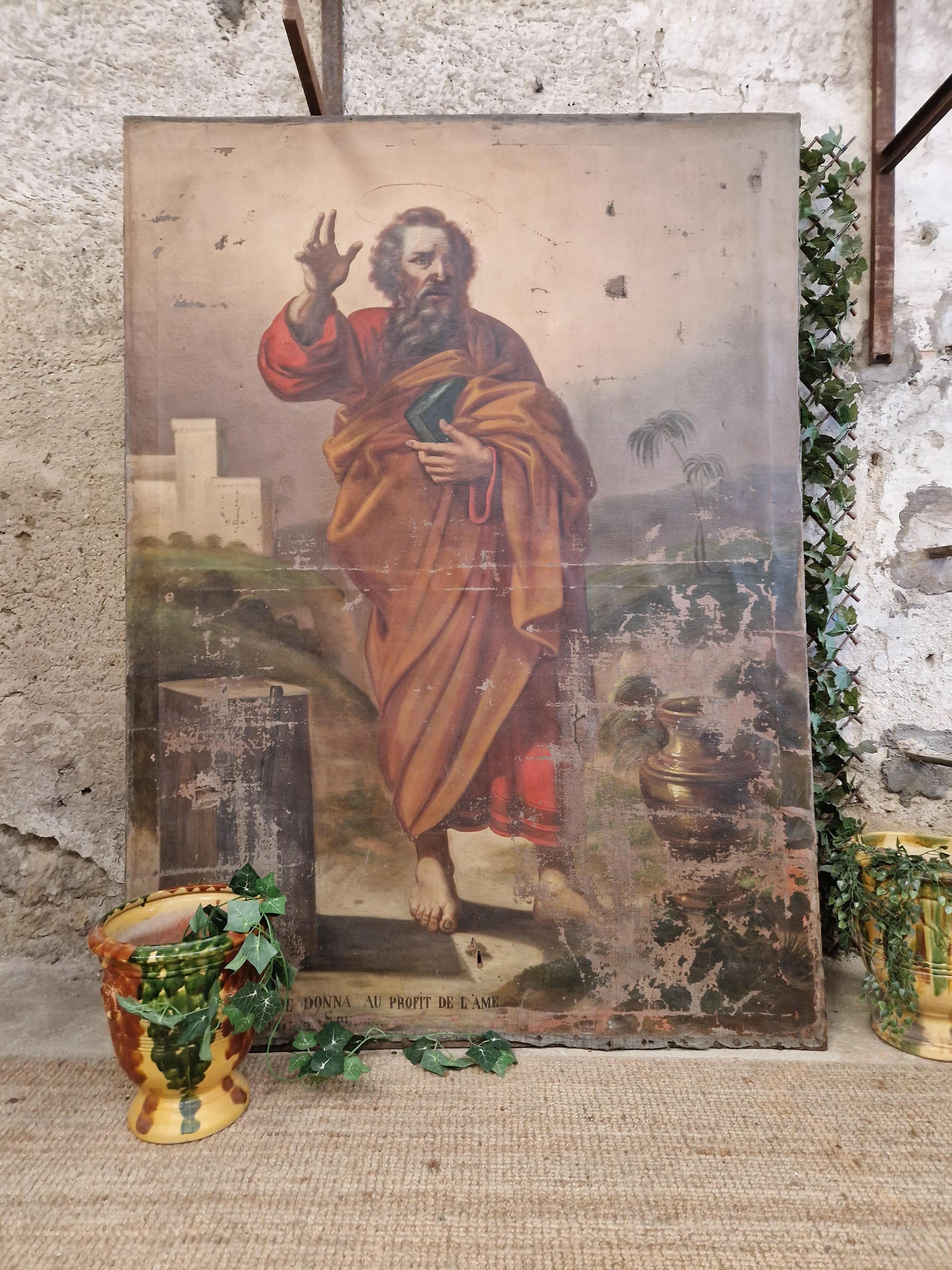 Huge 18th Century Oil Painting Saint Matthias the Apostle For Sale 8