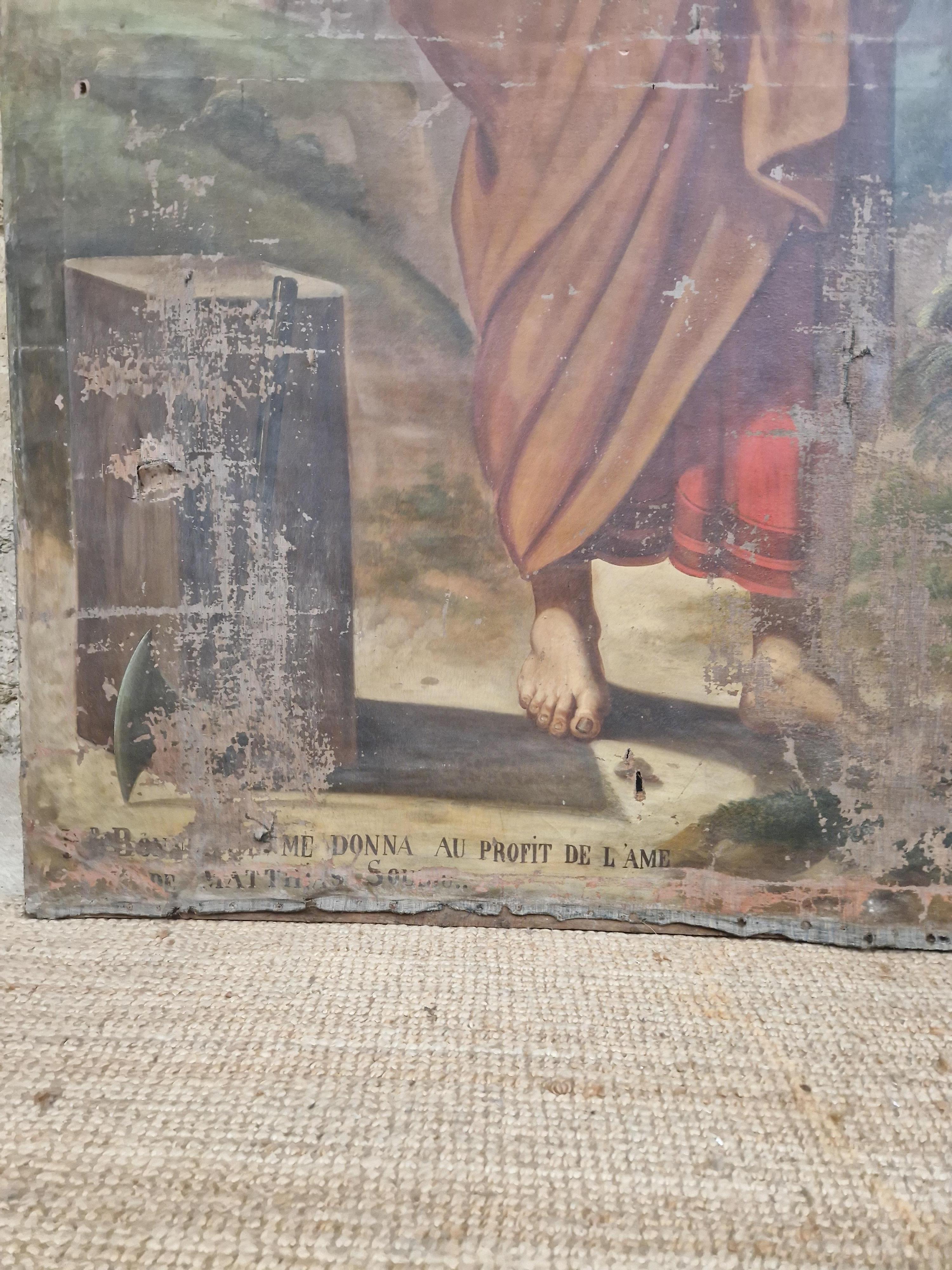 Huge 18th Century Oil Painting Saint Matthias the Apostle For Sale 11