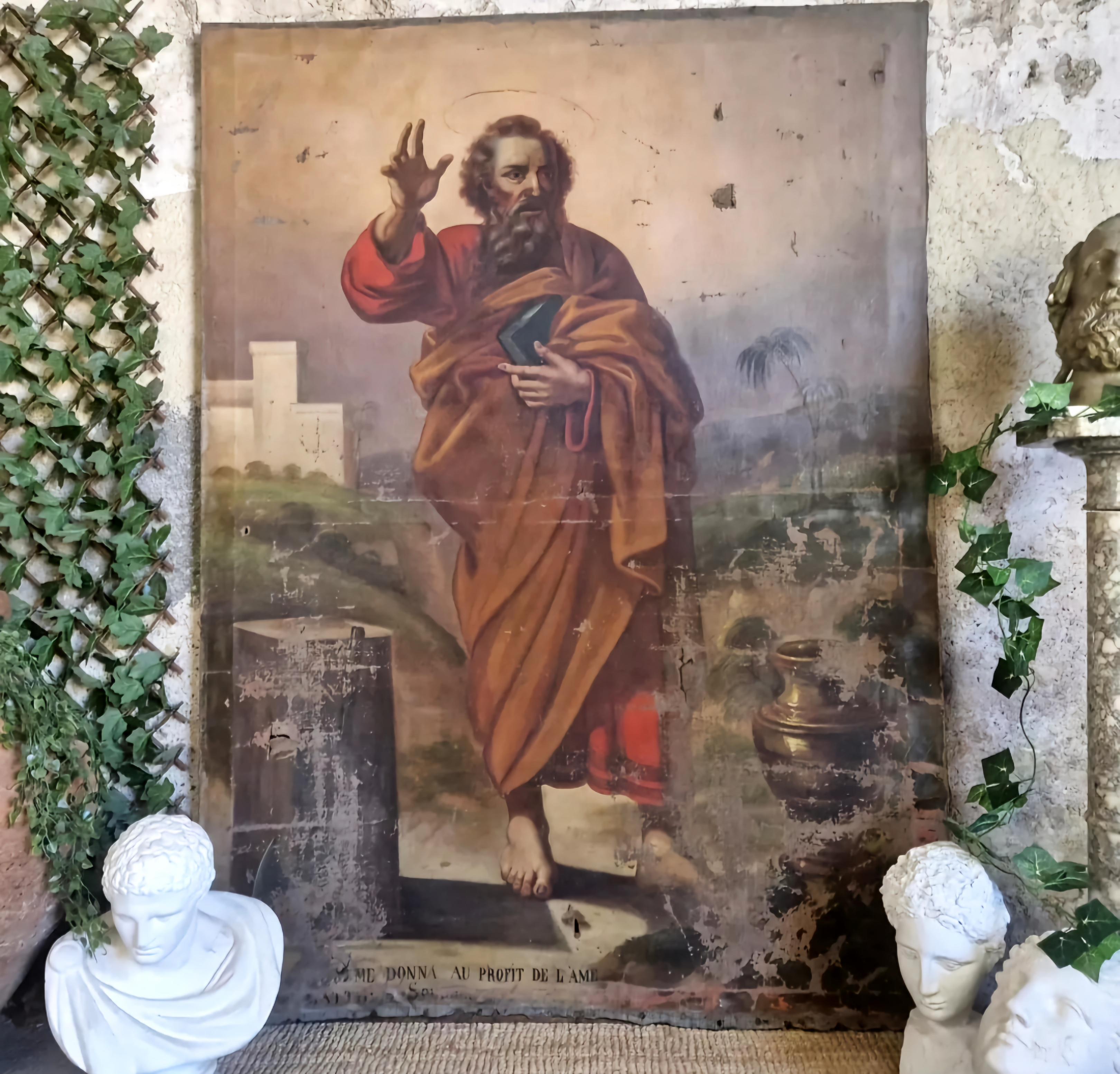 French Huge 18th Century Oil Painting Saint Matthias the Apostle For Sale