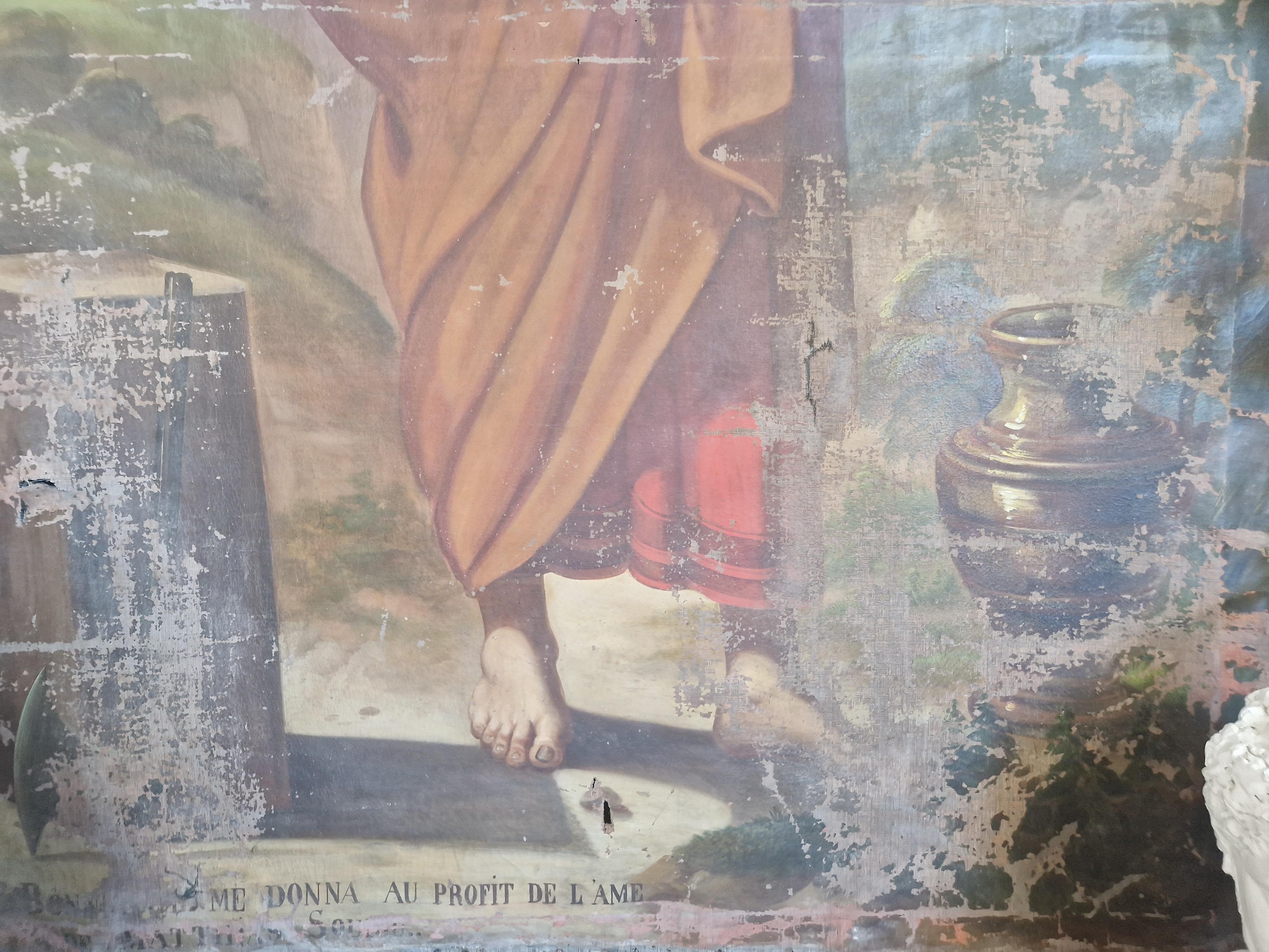 Hand-Painted Huge 18th Century Oil Painting Saint Matthias the Apostle For Sale