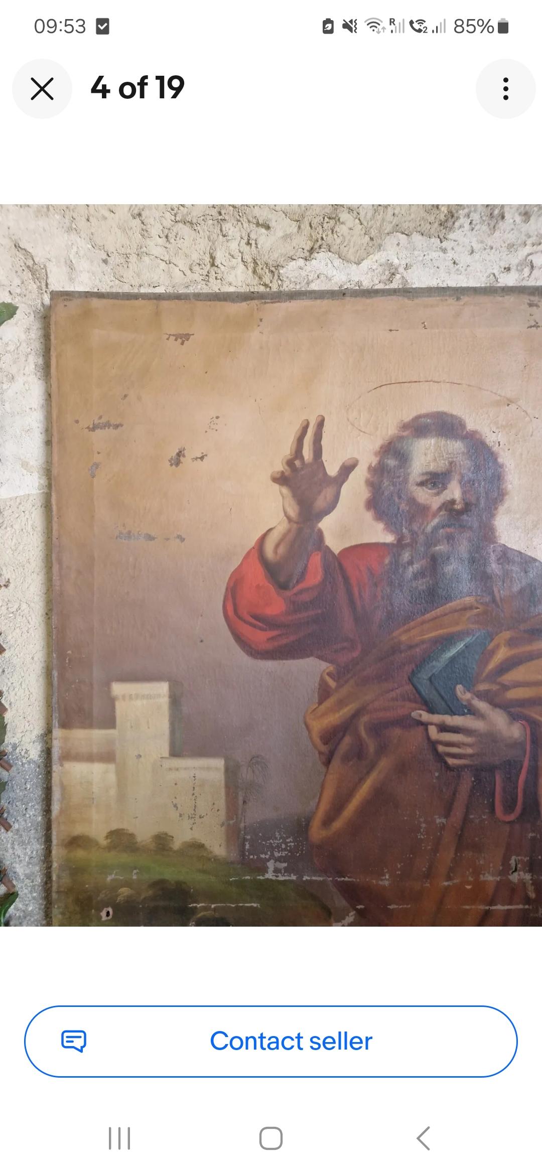 Hand-Painted Huge 18th Century Oil Painting Saint Matthias the Apostle For Sale