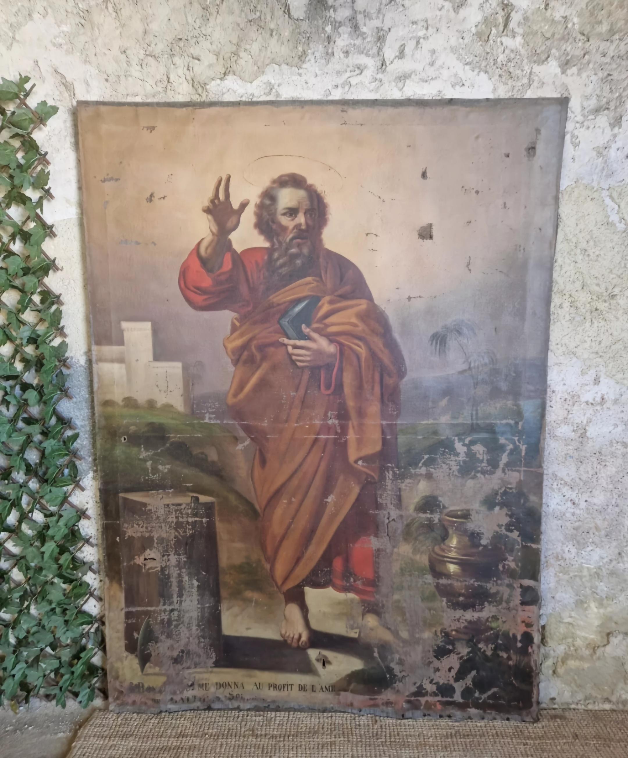 Huge 18th Century Oil Painting Saint Matthias the Apostle For Sale 1