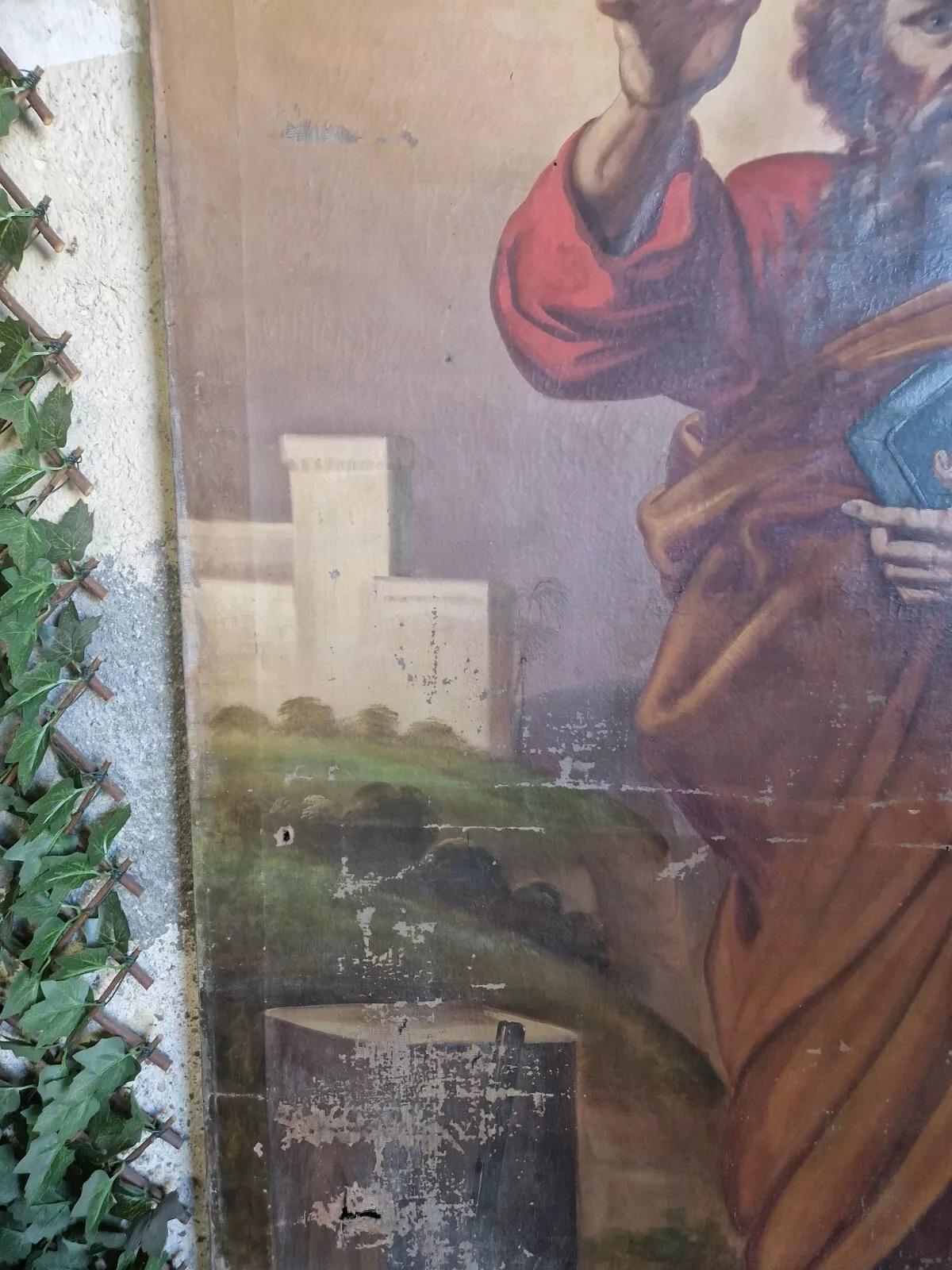 Grande peinture à l'huile du 18ème siècle Saint Matthias l'Apostle en vente 1
