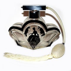 Huge 1930s Art Deco Atomiser Perfume Glass Bottle