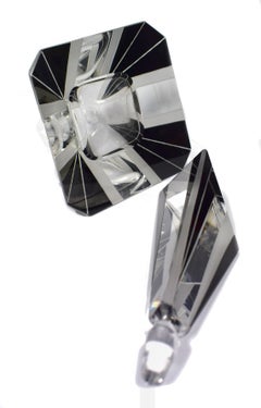 Huge 1930s Art Deco Crystal Glass Perfume Bottle