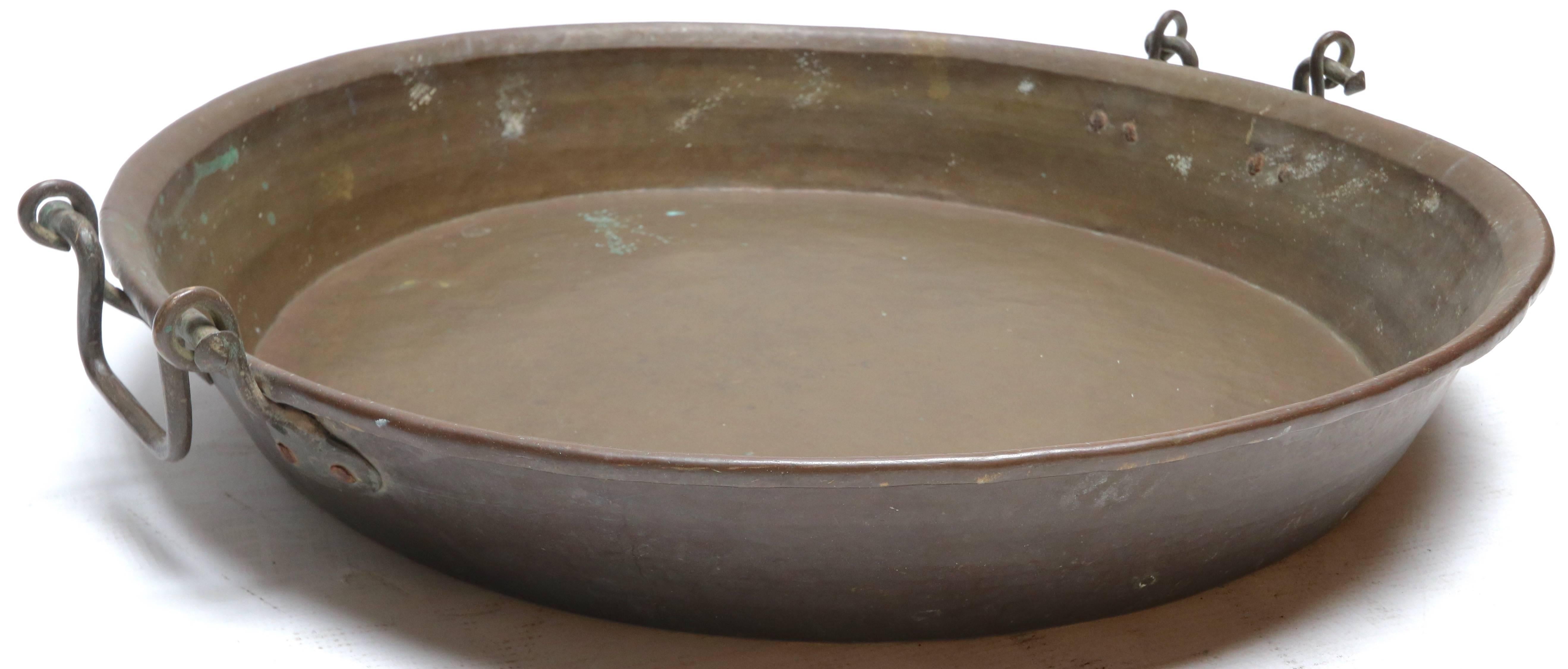 Mid-Century Modern Huge 1940s Round Metal Paella Pan