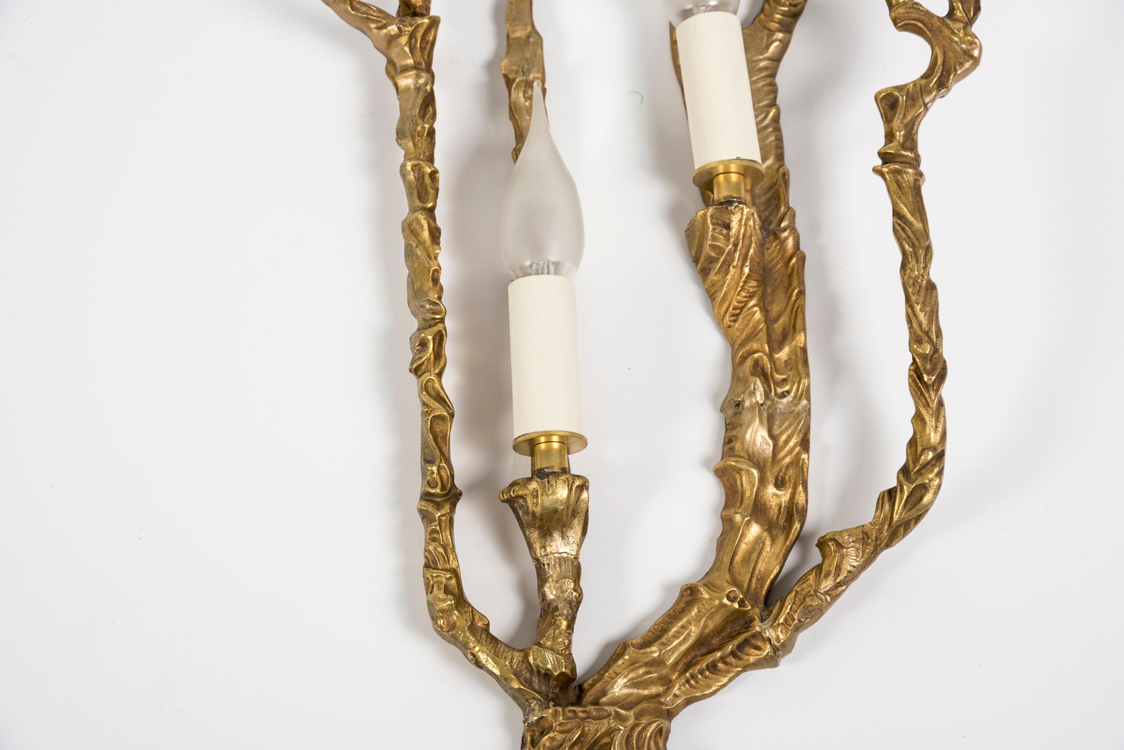 Mid-20th Century Huge 1960's Bronze Sconces in the Style of Felix Agostini For Sale