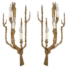Vintage Huge 1960's Bronze Sconces in the Style of Felix Agostini