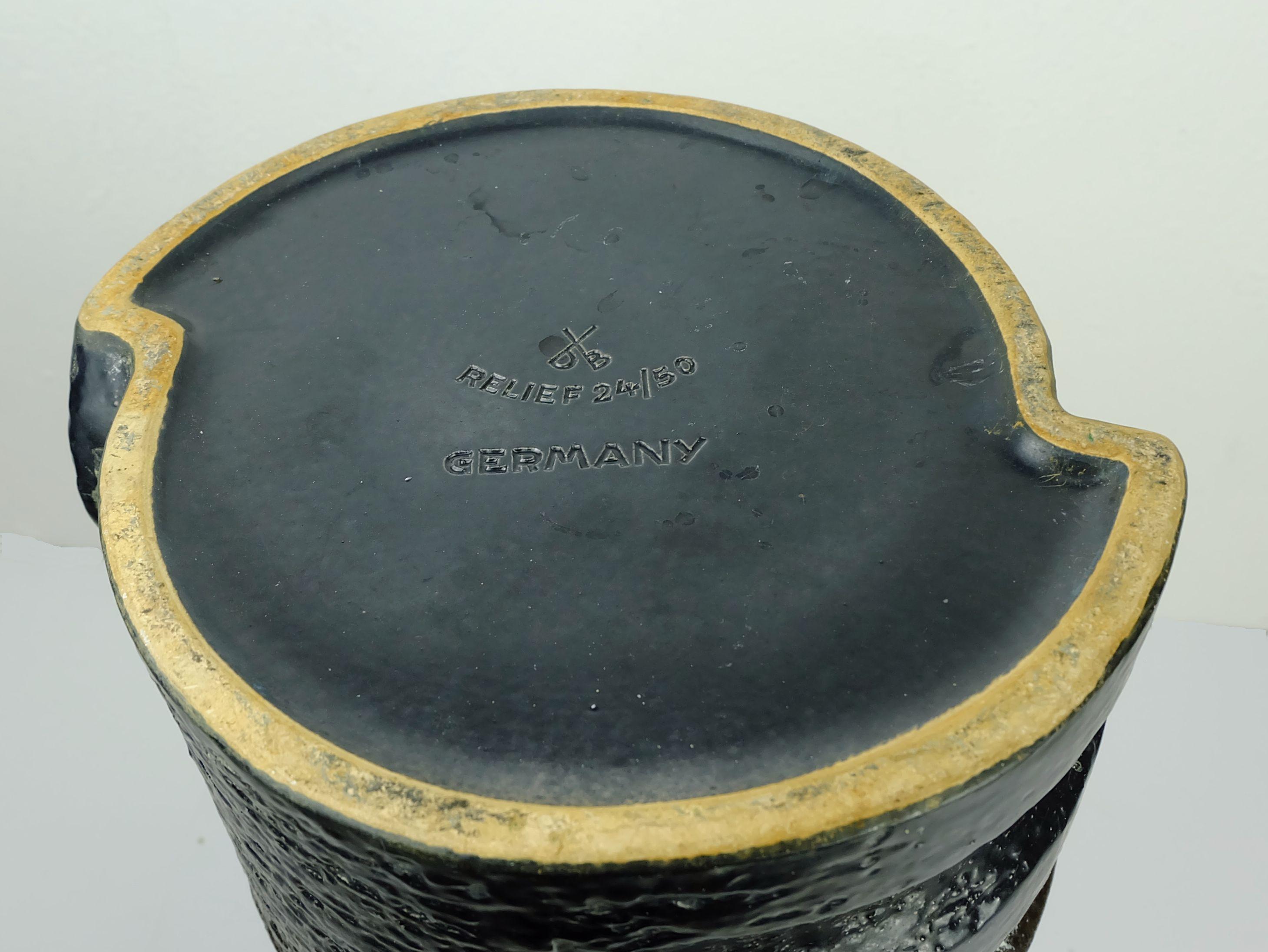 enorme Vaso in ceramica anni '60 duemler & breiden modello 24/50 arancio polare grigio nero in vendita 4
