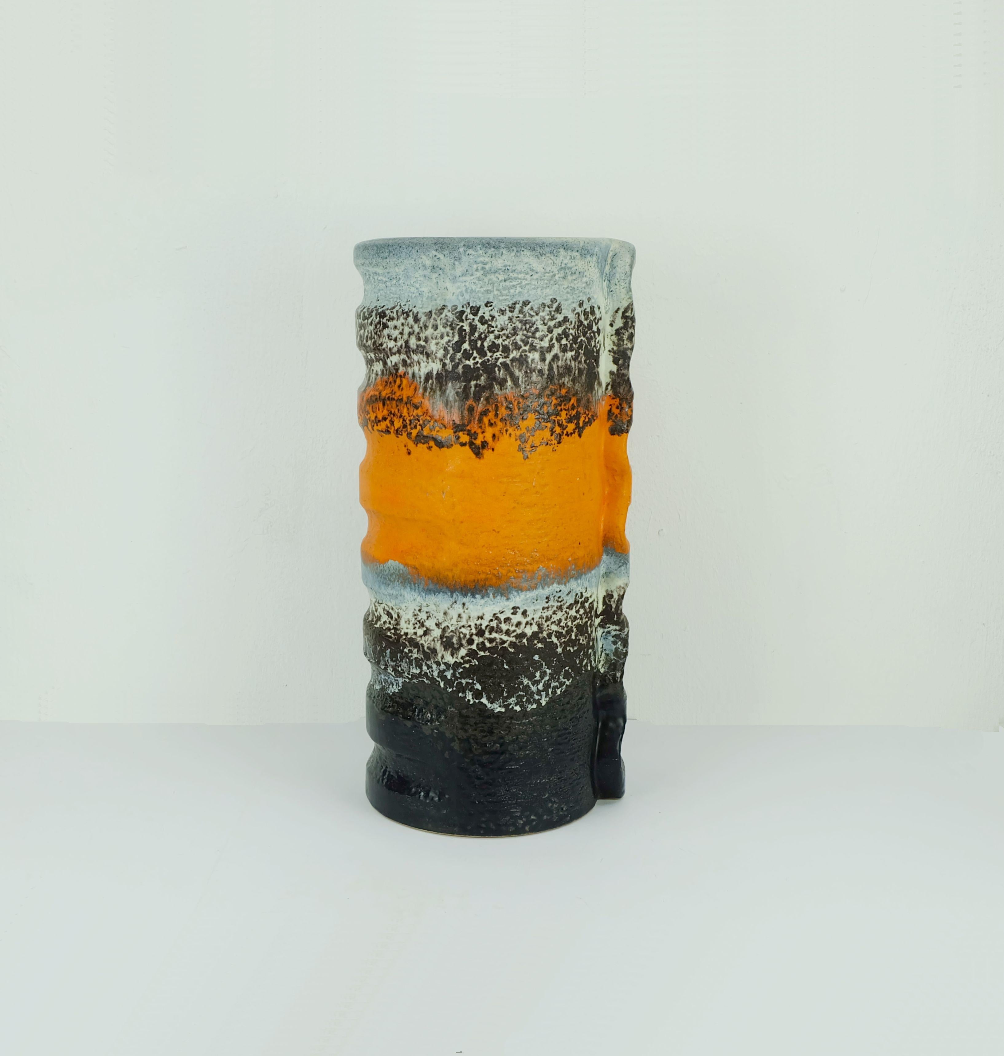 Mid-Century moderno enorme Vaso in ceramica anni '60 duemler & breiden modello 24/50 arancio polare grigio nero in vendita