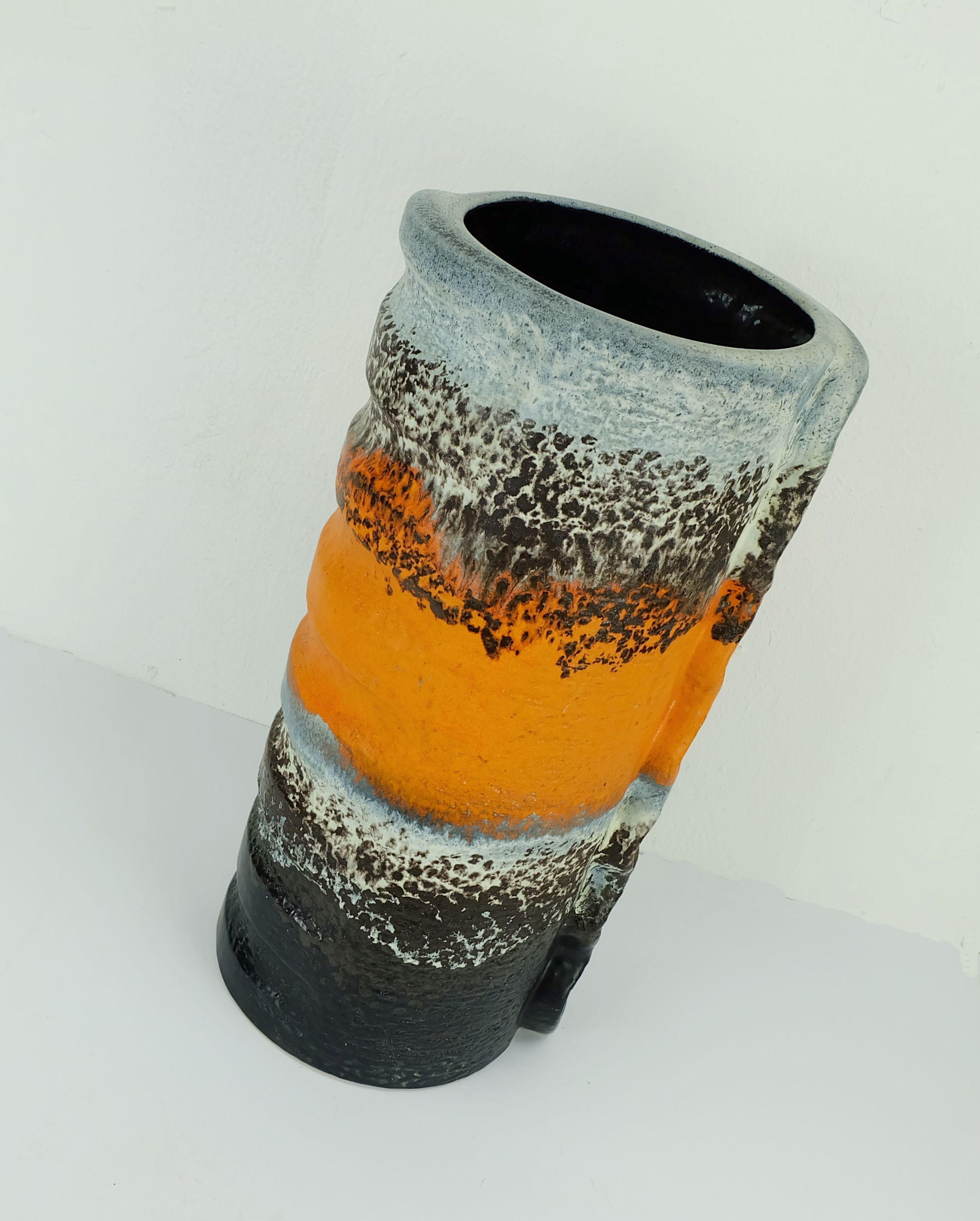 Tedesco enorme Vaso in ceramica anni '60 duemler & breiden modello 24/50 arancio polare grigio nero in vendita