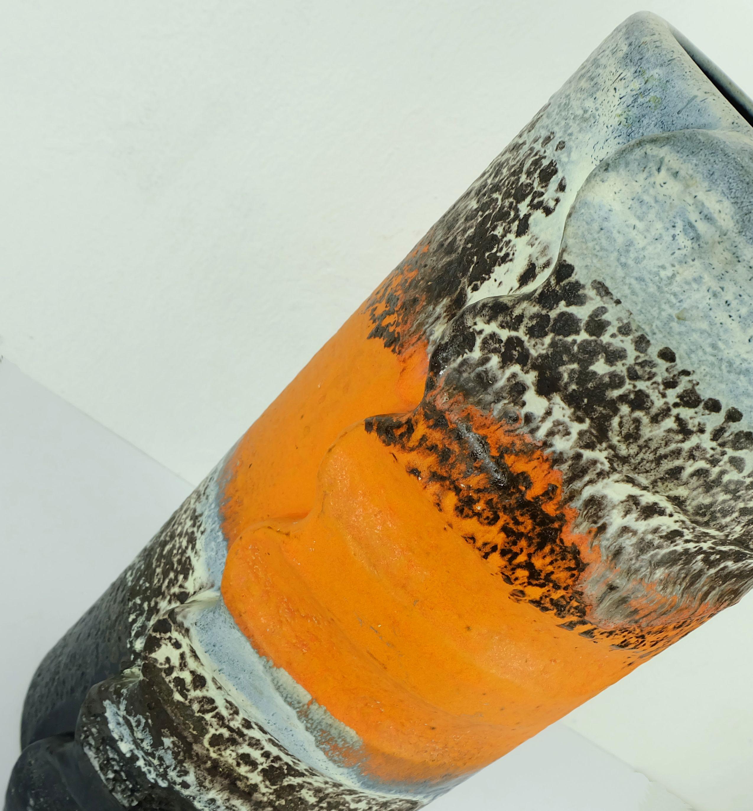 enorme Vaso in ceramica anni '60 duemler & breiden modello 24/50 arancio polare grigio nero In condizioni buone in vendita a Mannheim, DE