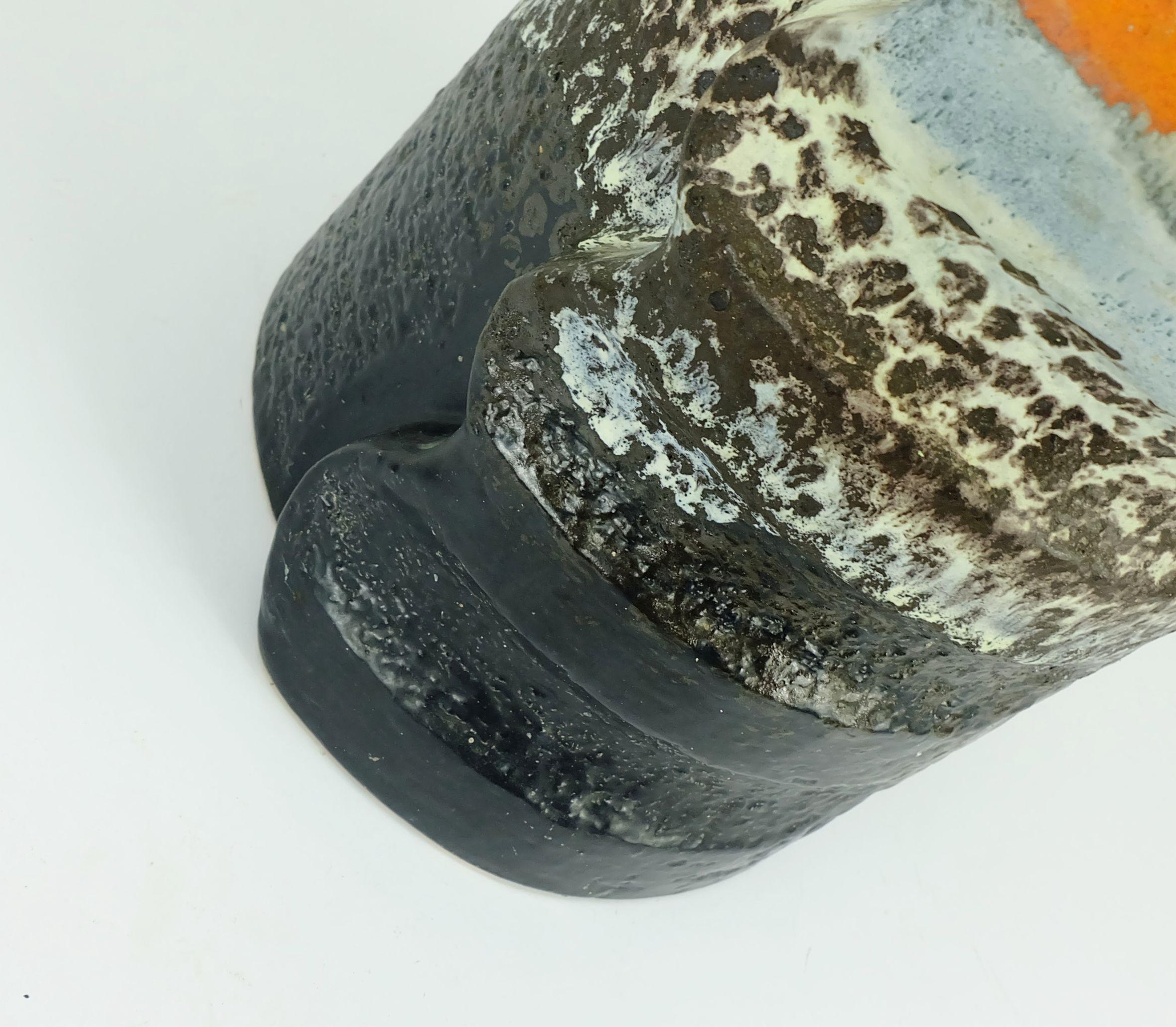 Metà XX secolo enorme Vaso in ceramica anni '60 duemler & breiden modello 24/50 arancio polare grigio nero in vendita