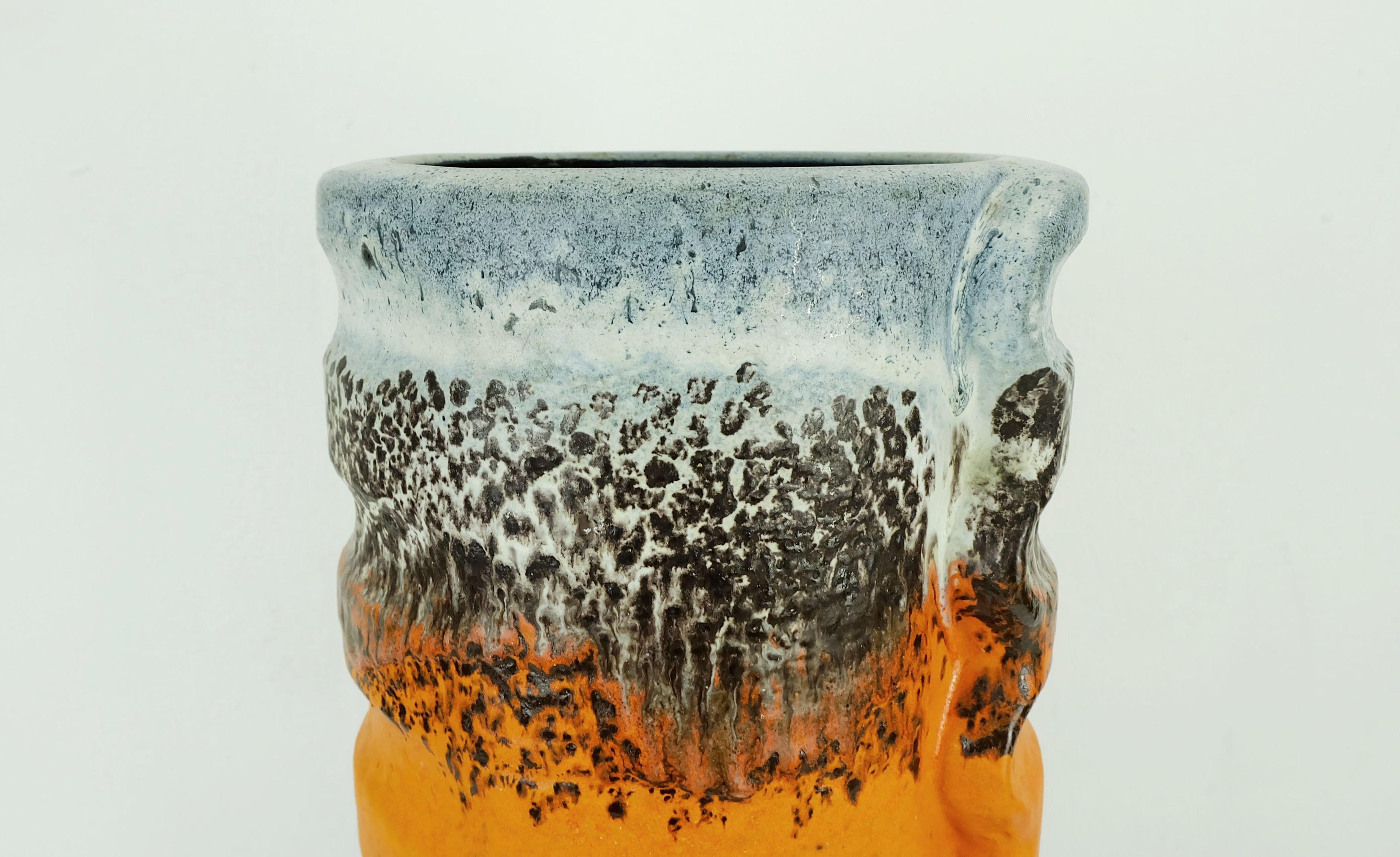 enorme Vaso in ceramica anni '60 duemler & breiden modello 24/50 arancio polare grigio nero in vendita 1