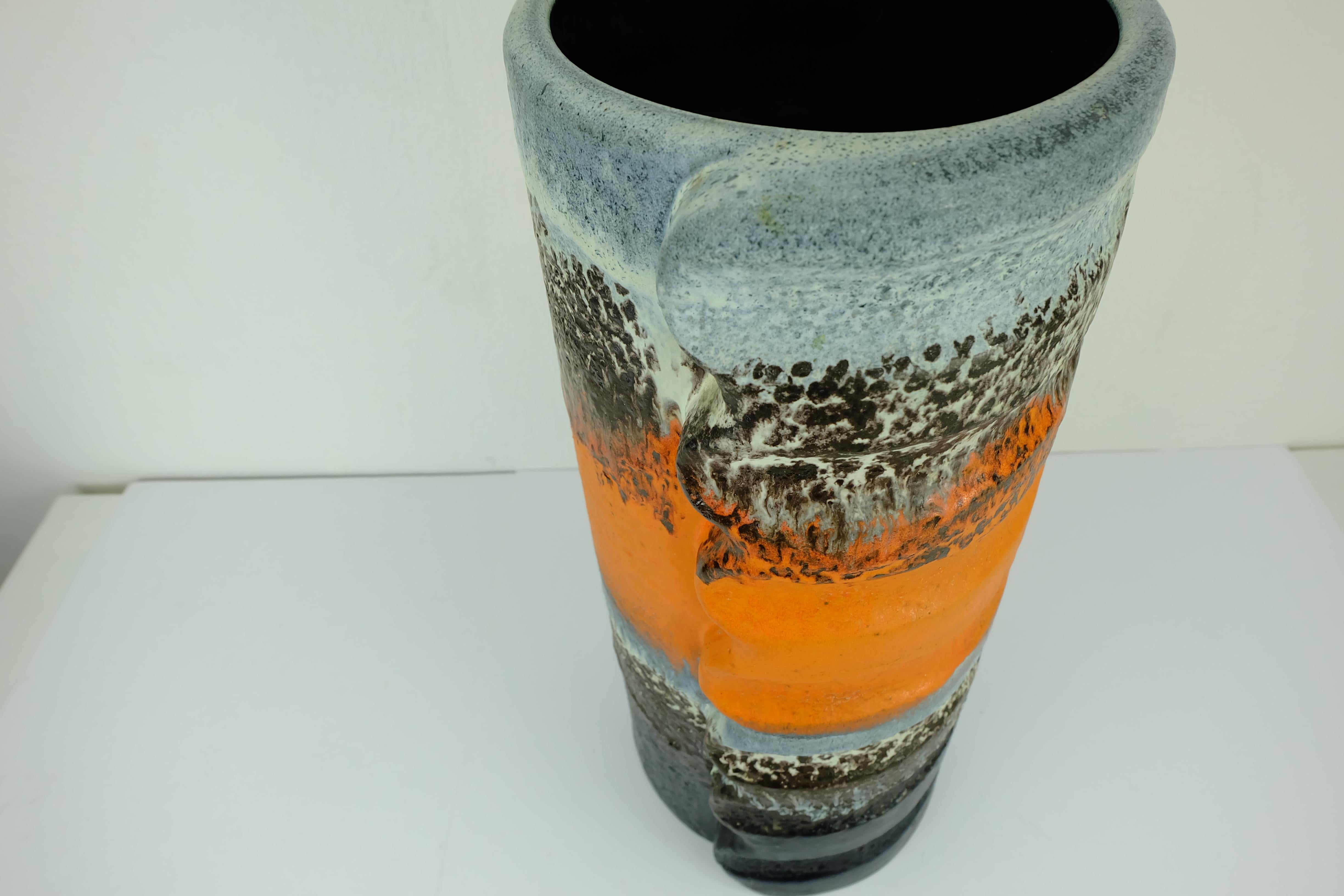 enorme Vaso in ceramica anni '60 duemler & breiden modello 24/50 arancio polare grigio nero in vendita 2