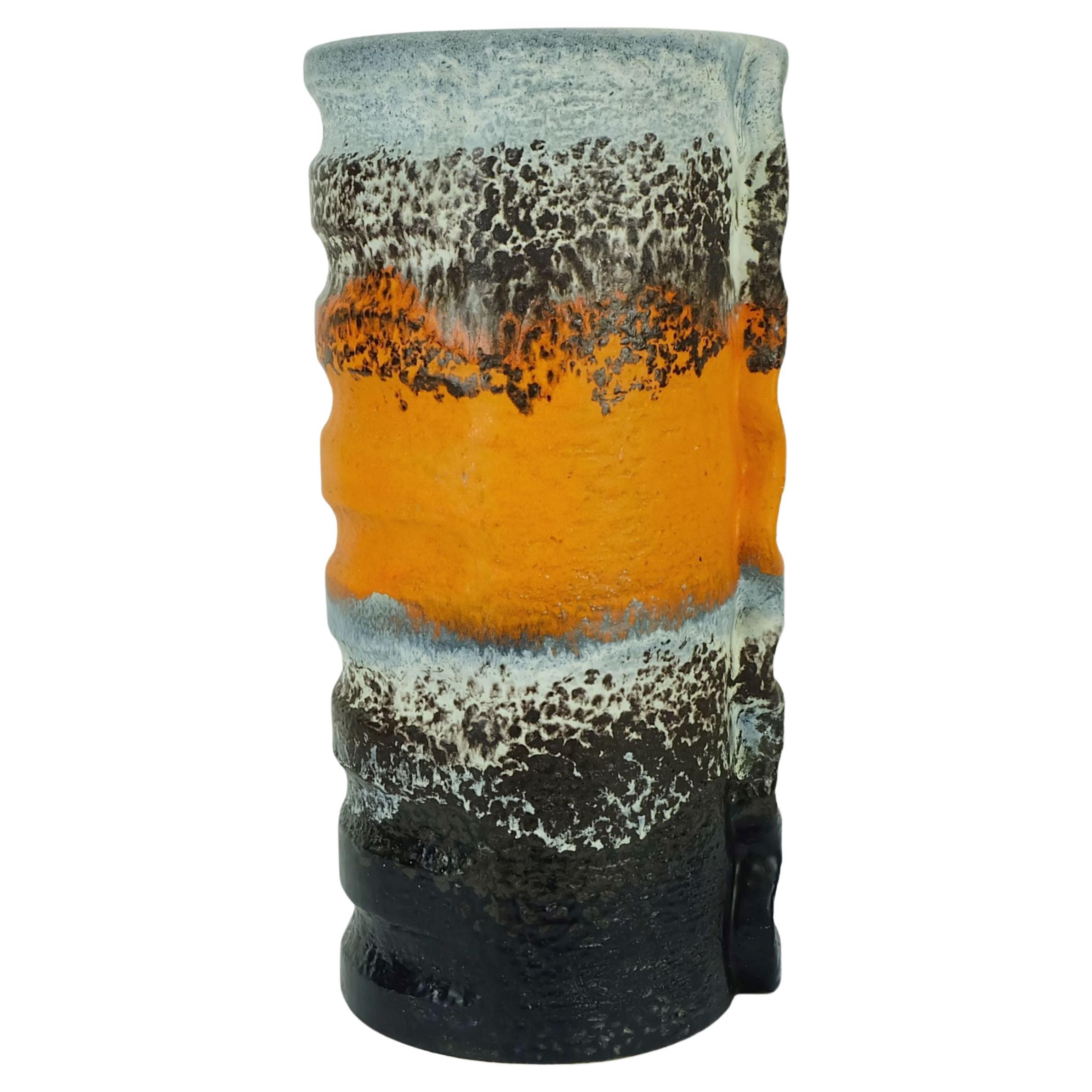 énorme VASE en céramique des années 1960 duemler & breiden modèle 24/50 orange polaire gris noir