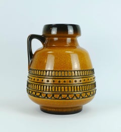 huge 1960's VASE jug model 88 35 amber and brown with black abstract pattern