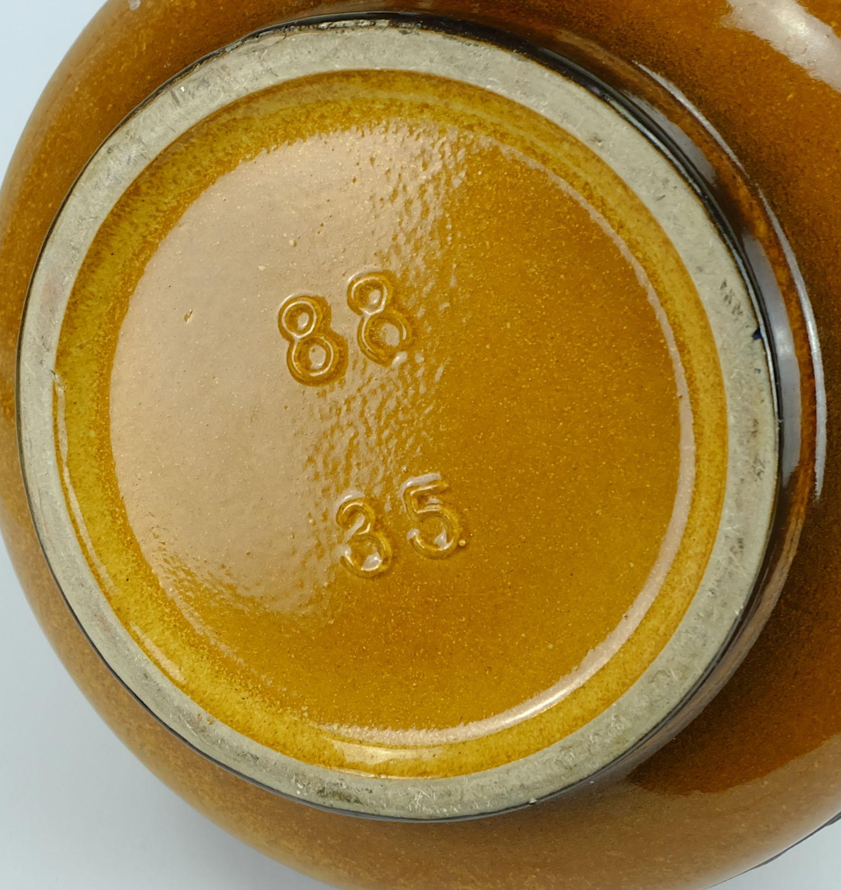 énorme VASE pichet des années 1960 modèle 88 35 ambre et brown avec motif abstrait noir en vente 1