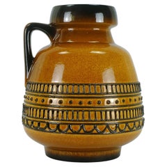 Vintage huge 1960's VASE jug model 88 35 amber and brown with black abstract pattern