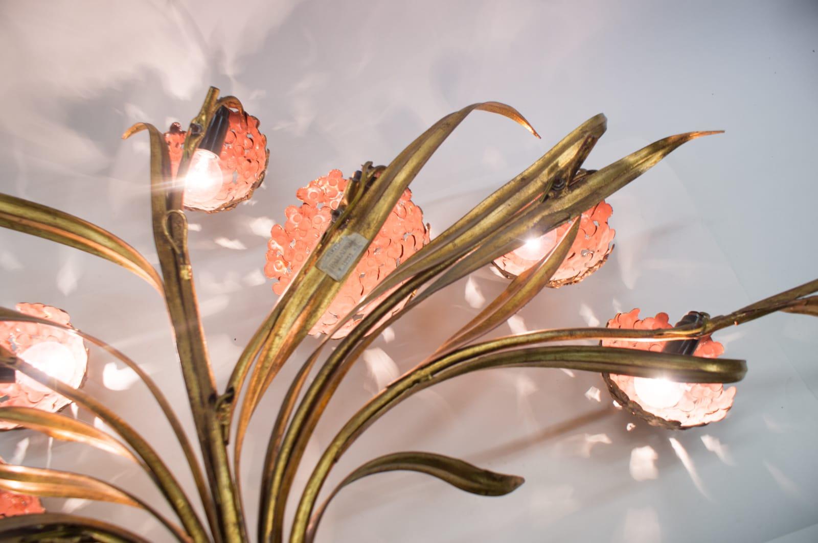 Huge 1960s Vintage Hydrangea Palladio Wall Sculpture Lamp, Made in Italy 5