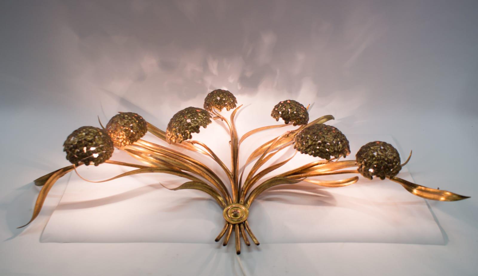 Italian Huge 1960s Vintage Hydrangea Palladio Wall Sculpture Lamp, Made in Italy