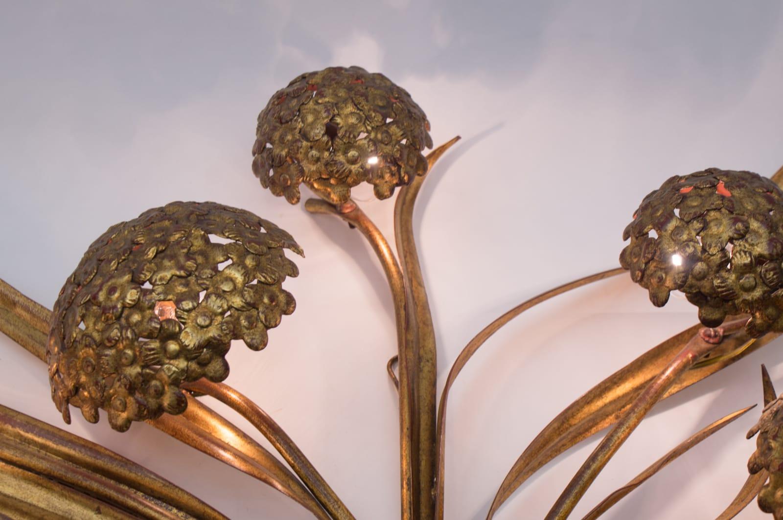 Mid-20th Century Huge 1960s Vintage Hydrangea Palladio Wall Sculpture Lamp, Made in Italy