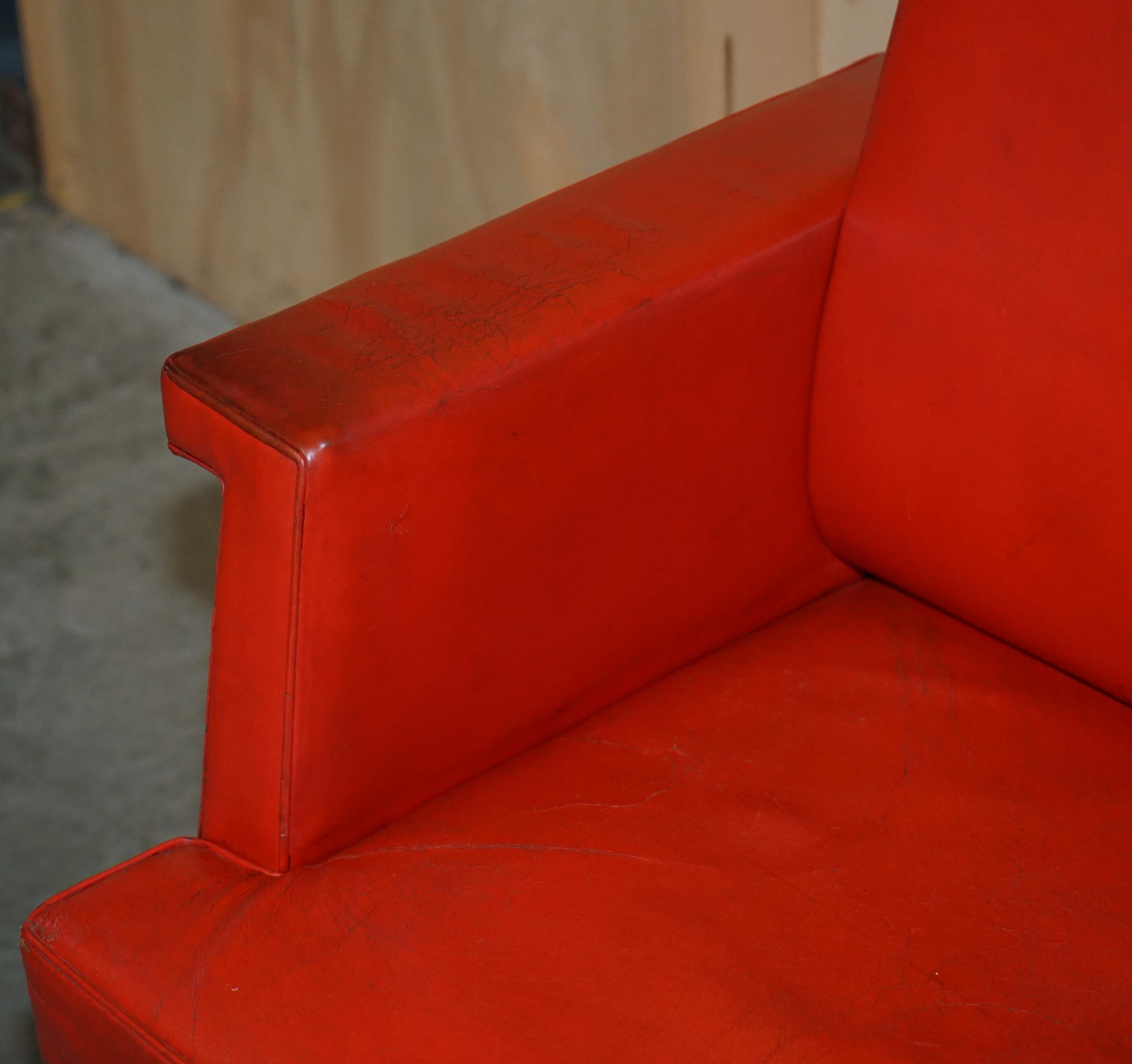 Mid-20th Century HUGE 1968 QUEEN ELIZABETH II HIGH BACK SESSIONS HOUSE JUDGES LEATHER ARMCHAiR
