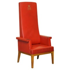 Used HUGE 1968 QUEEN ELIZABETH II HIGH BACK SESSIONS HOUSE JUDGES LEATHER ARMCHAiR