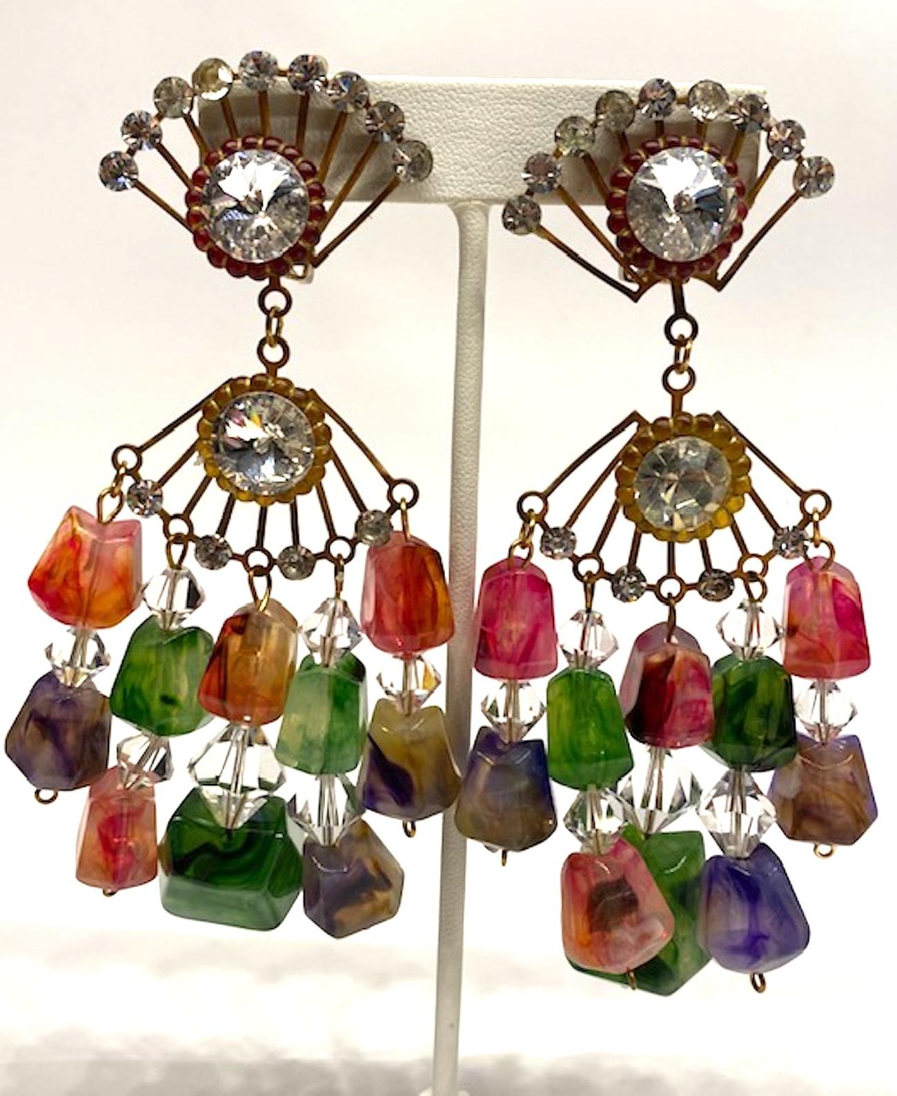 Huge 1970s Chandelier Earrings In Good Condition In New York, NY