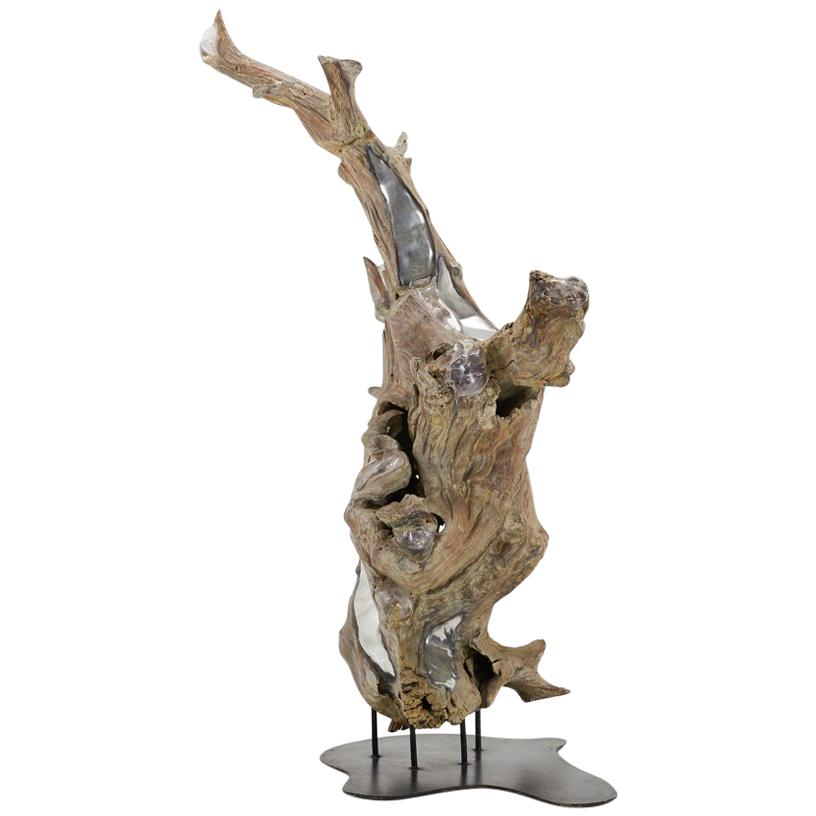 Huge 1970s Driftwood Tree Sculpture For Sale