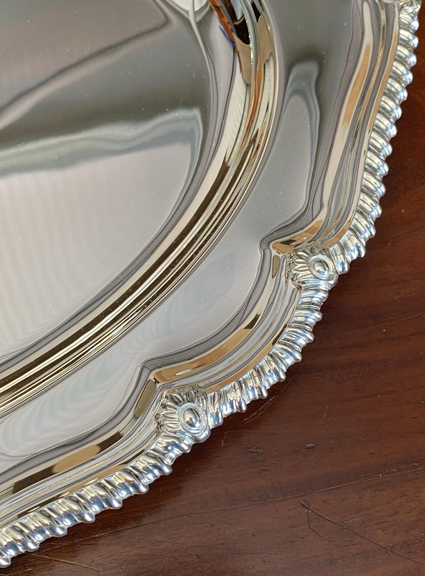 Huge 1971 Fully Restored Thick 2.3kgs Asprey London Sterling Silver Platter Tray For Sale 4