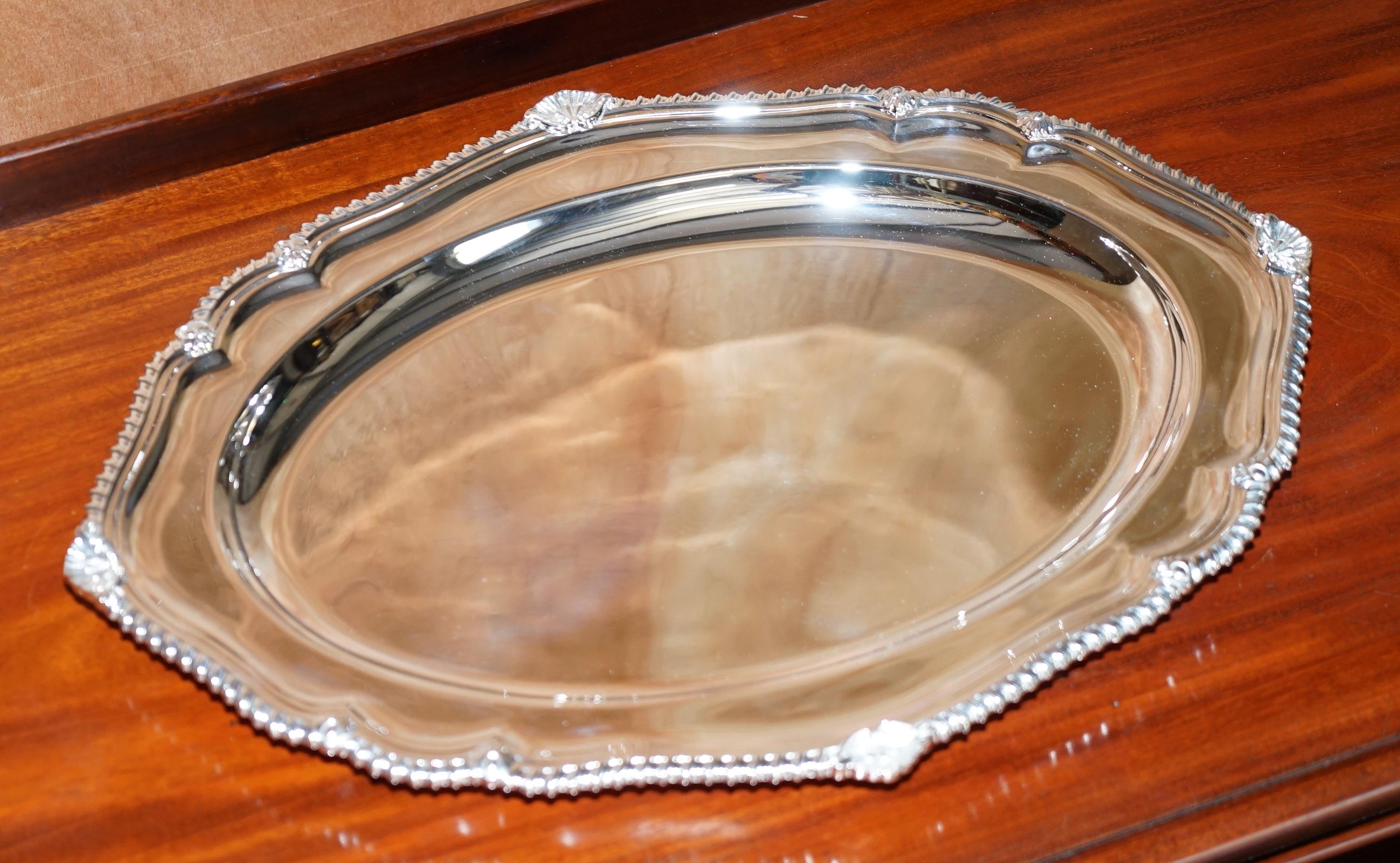 Huge 1971 Fully Restored Thick 2.3kgs Asprey London Sterling Silver Platter Tray For Sale 10