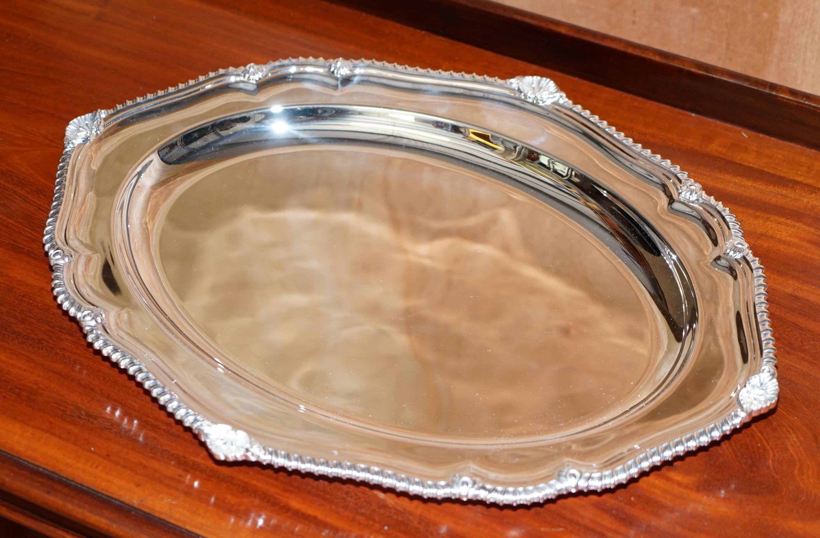 Huge 1971 Fully Restored Thick 2.3kgs Asprey London Sterling Silver Platter Tray For Sale 11